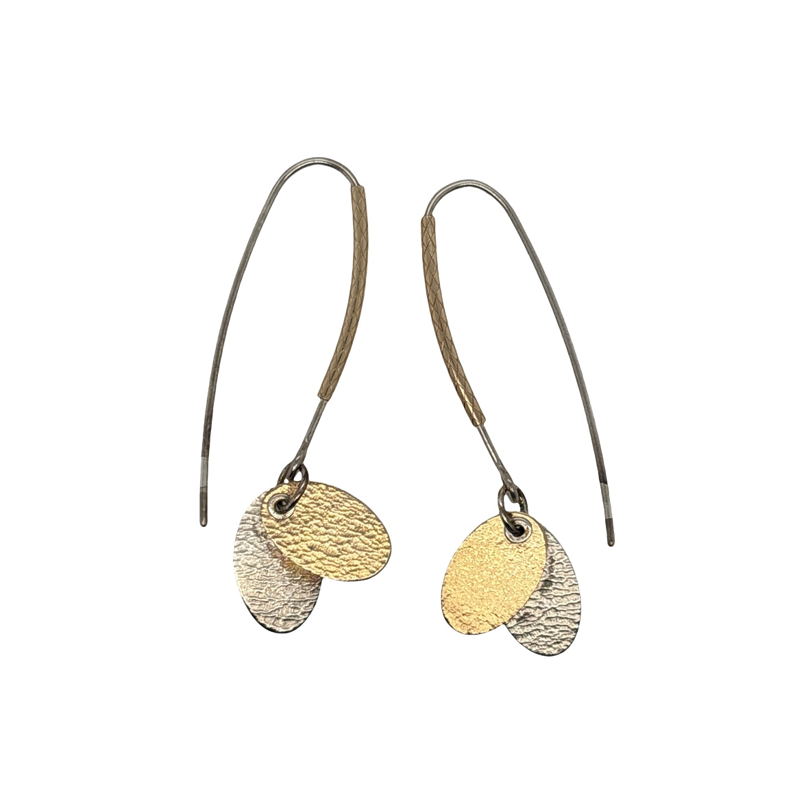 Silver & 14ct gold filled 2 oval earrings