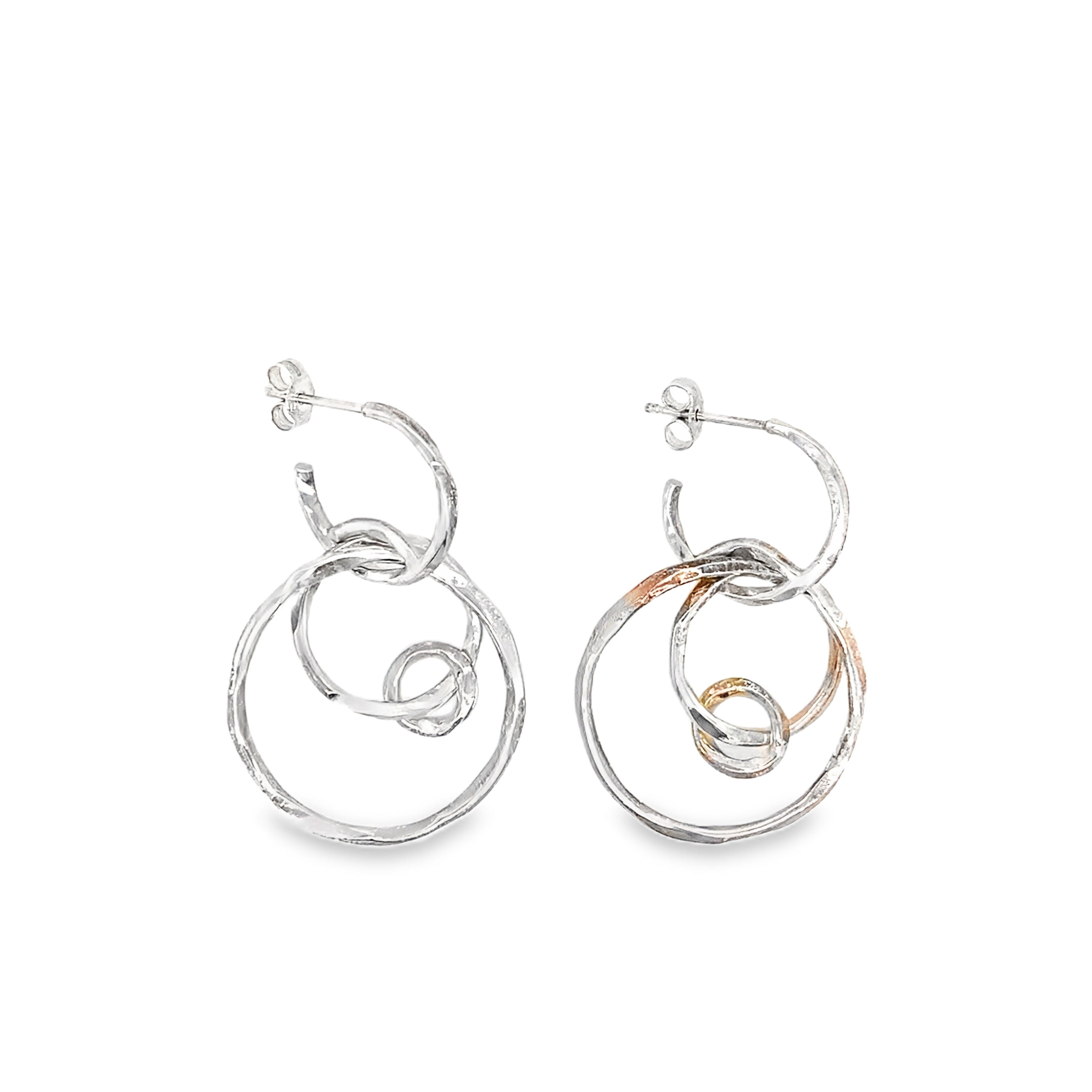 Circle Silver textured Earrings