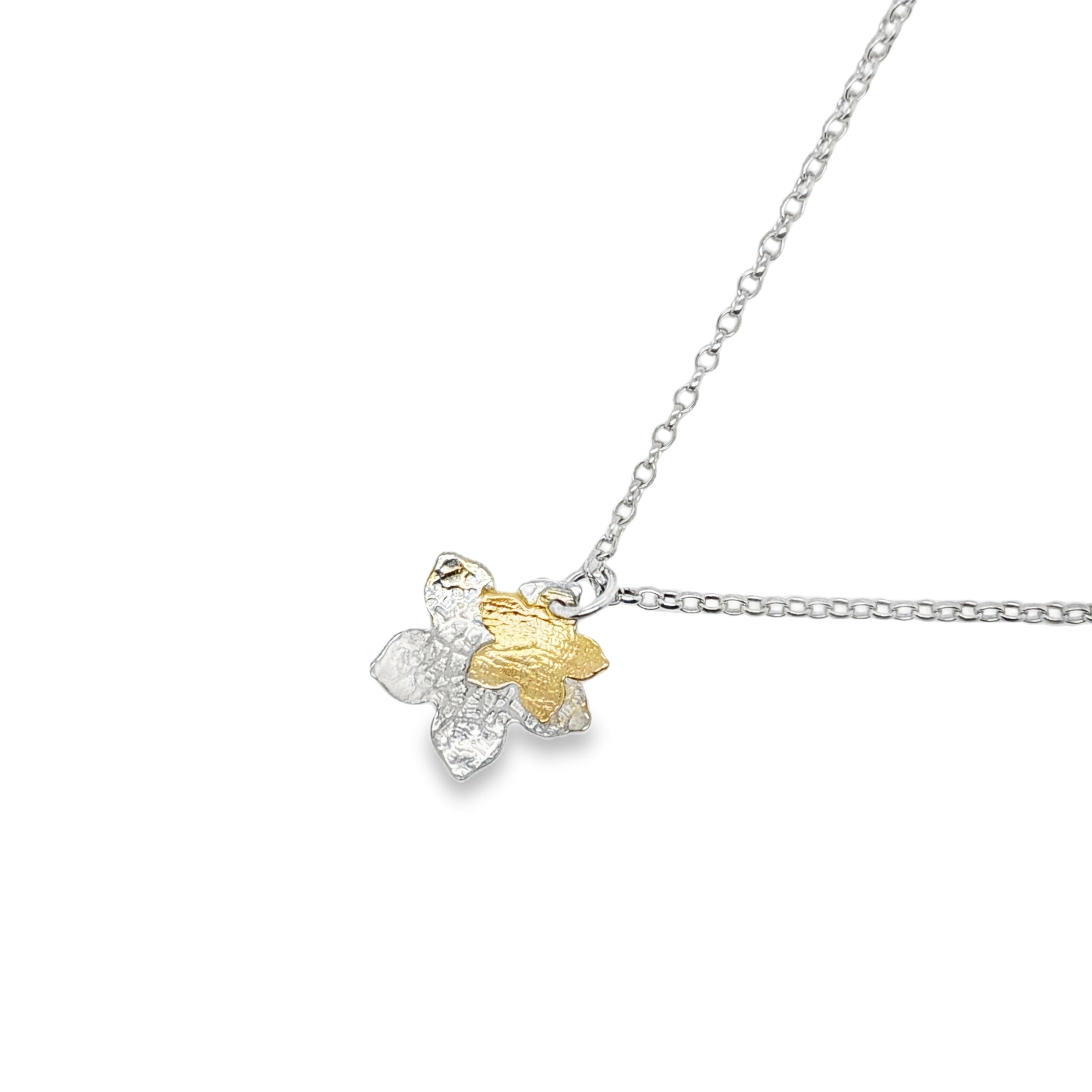Silver & 14ct gold filled double 5 petal pendant