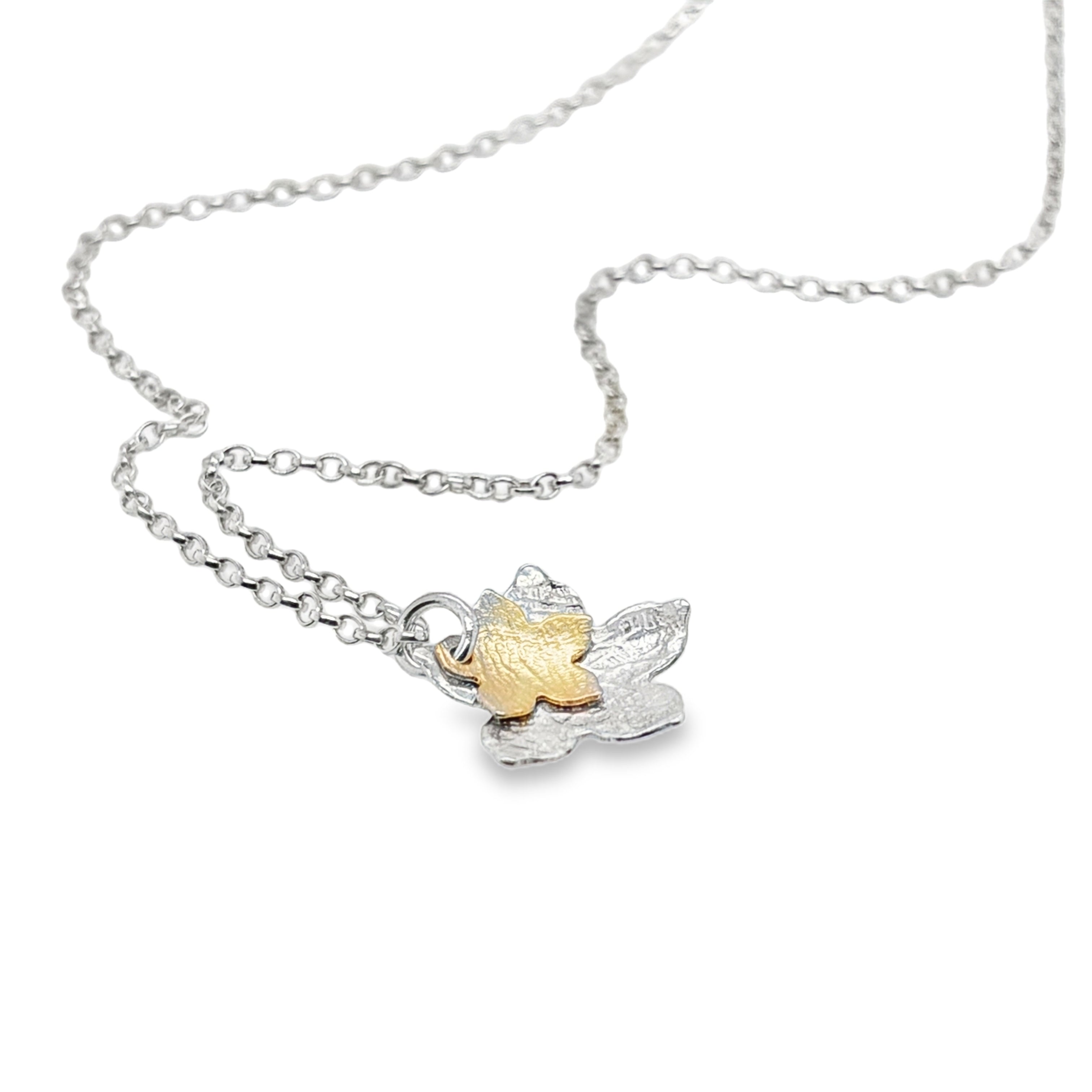 Silver & 14ct gold filled double 5 petal pendant