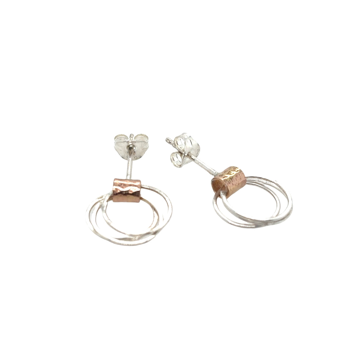 14ct gold filled scroll & silver 3 ring studs