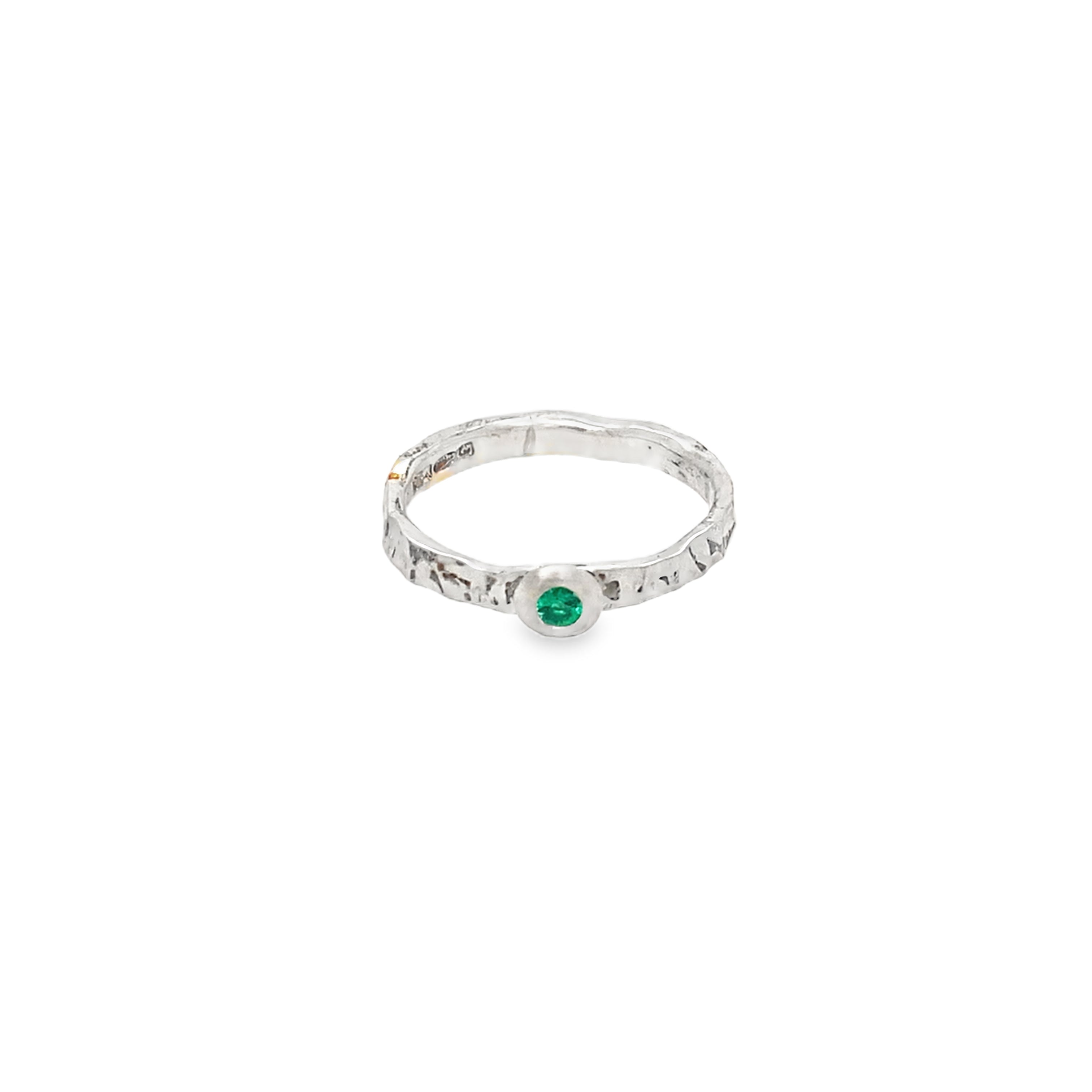 Sterling Silver hammered with turquoise Gem stone Ring