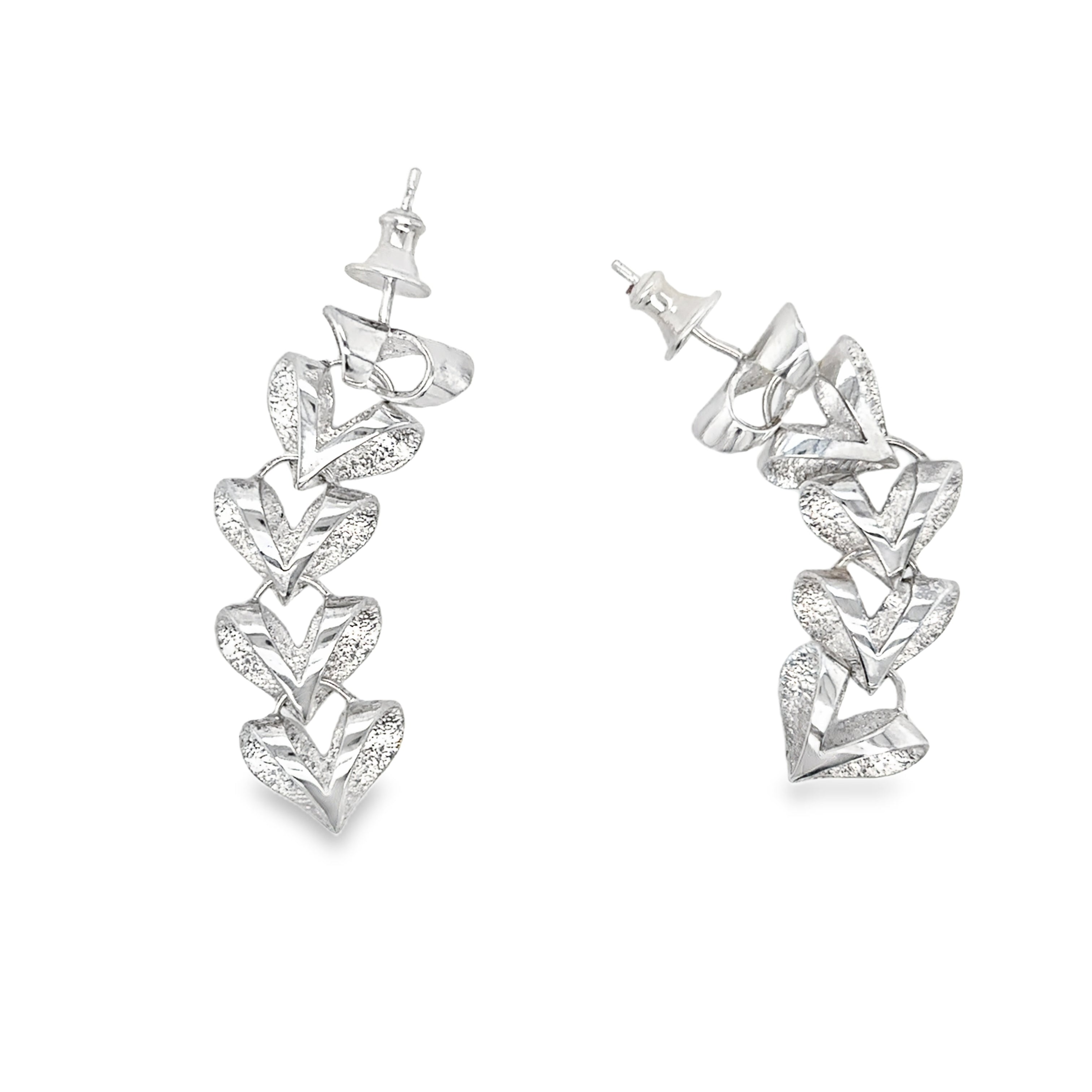 5 small heart link stud earrings