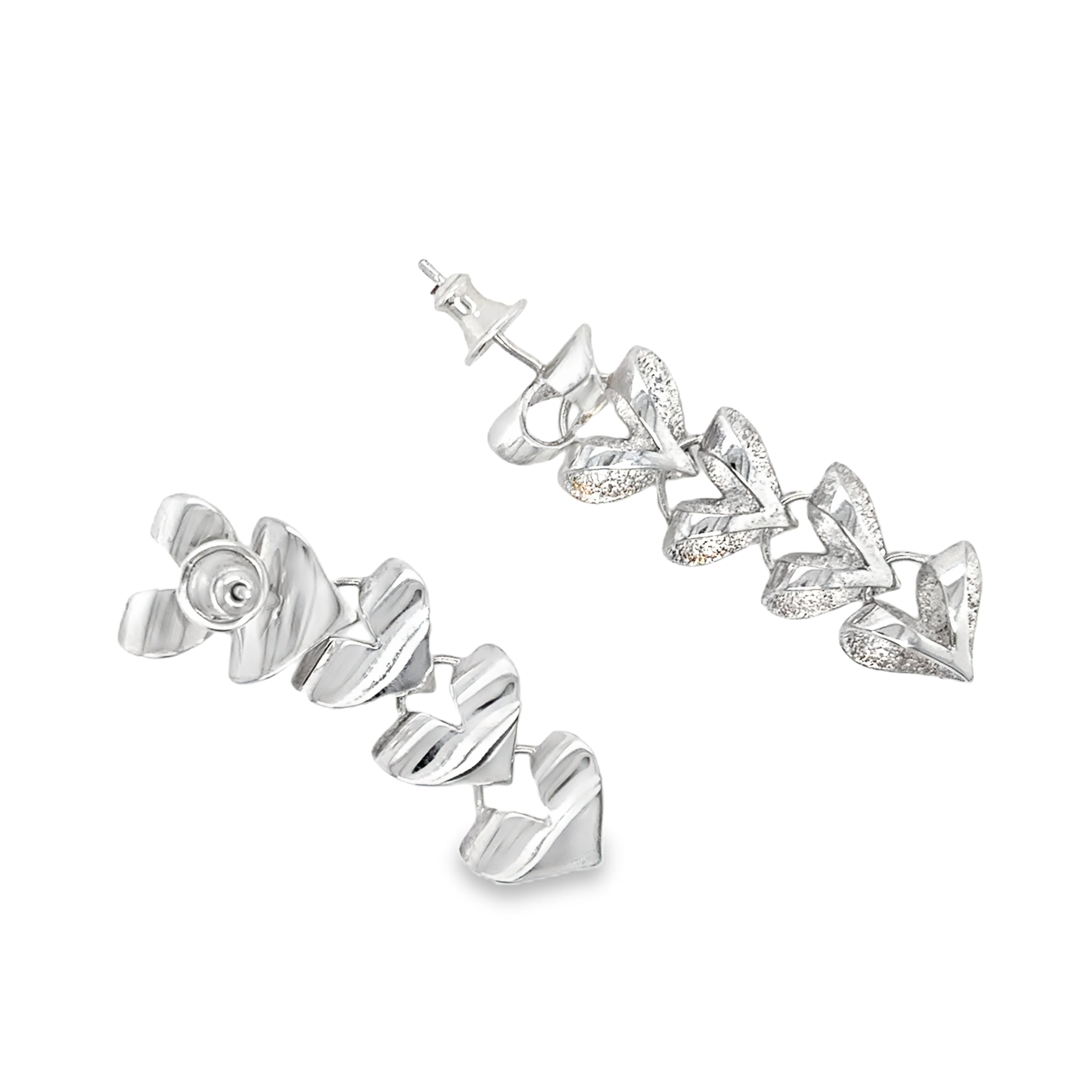 5 small heart link stud earrings