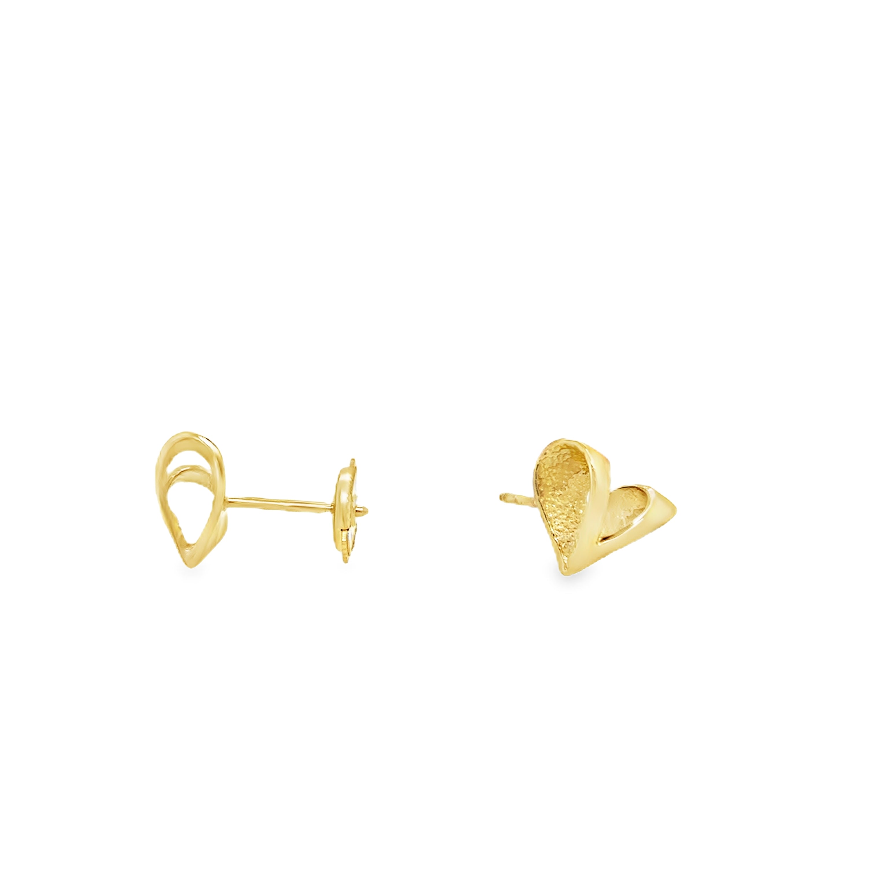 Small Yellow Gold heart stud earrings