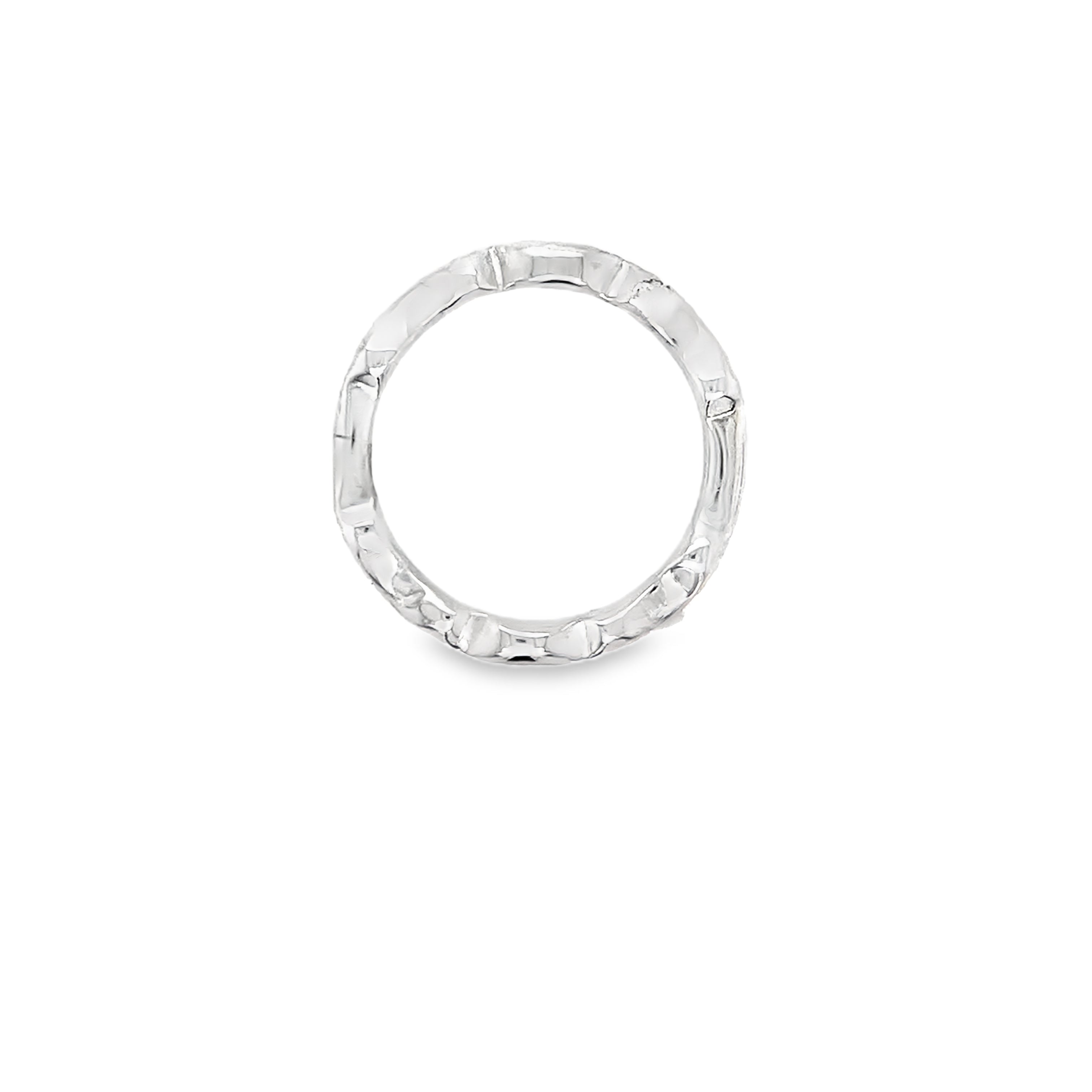 Textured six wave silver ring