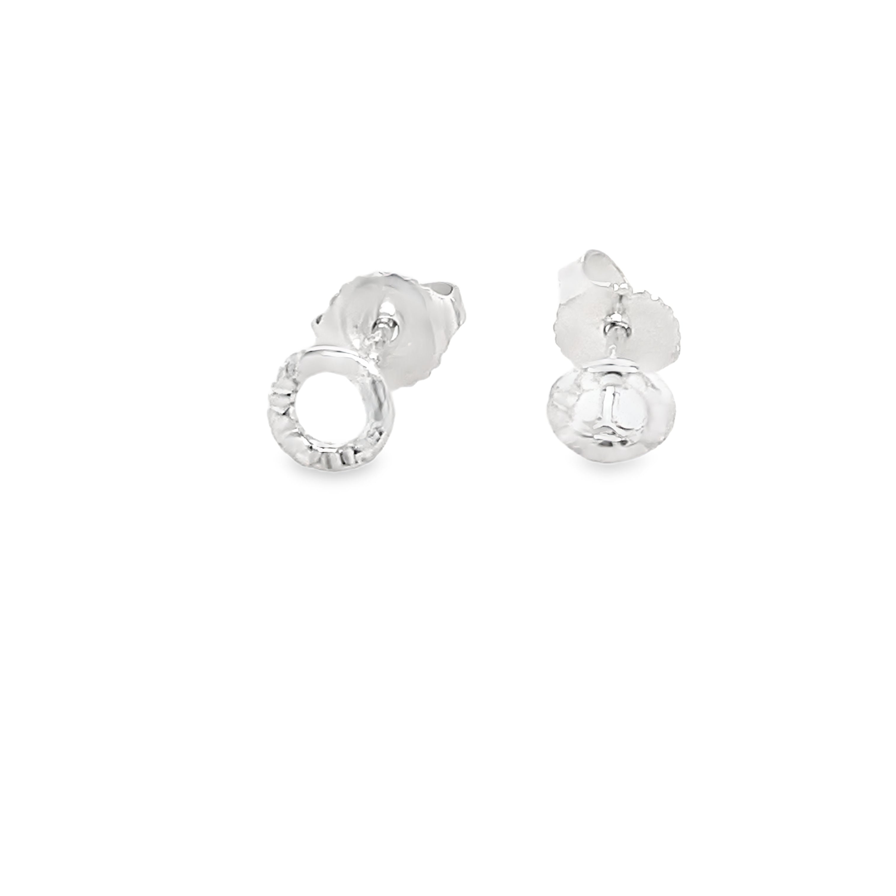 Textured tiny ring silver studs