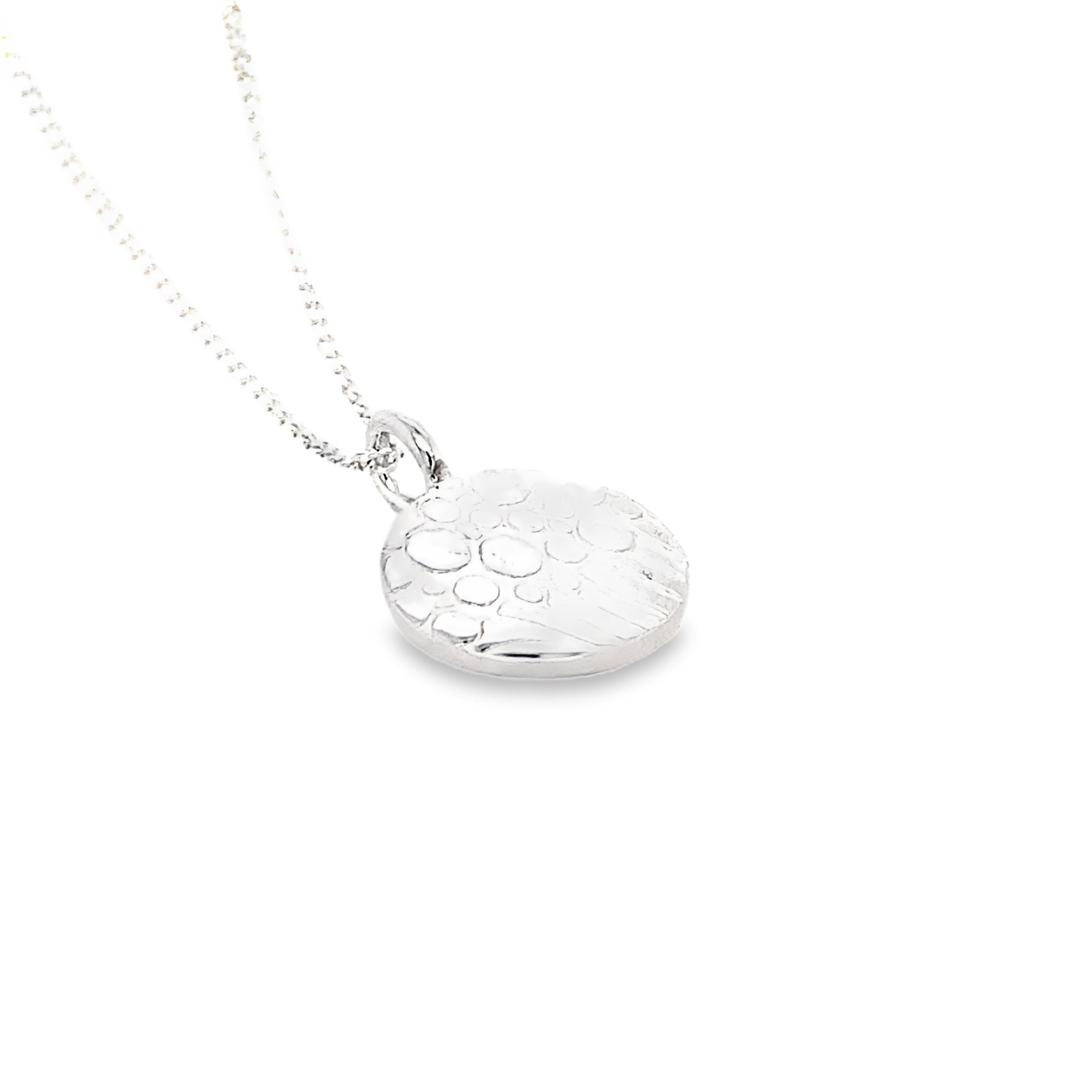 Bubbles and lines small round silver Necklace