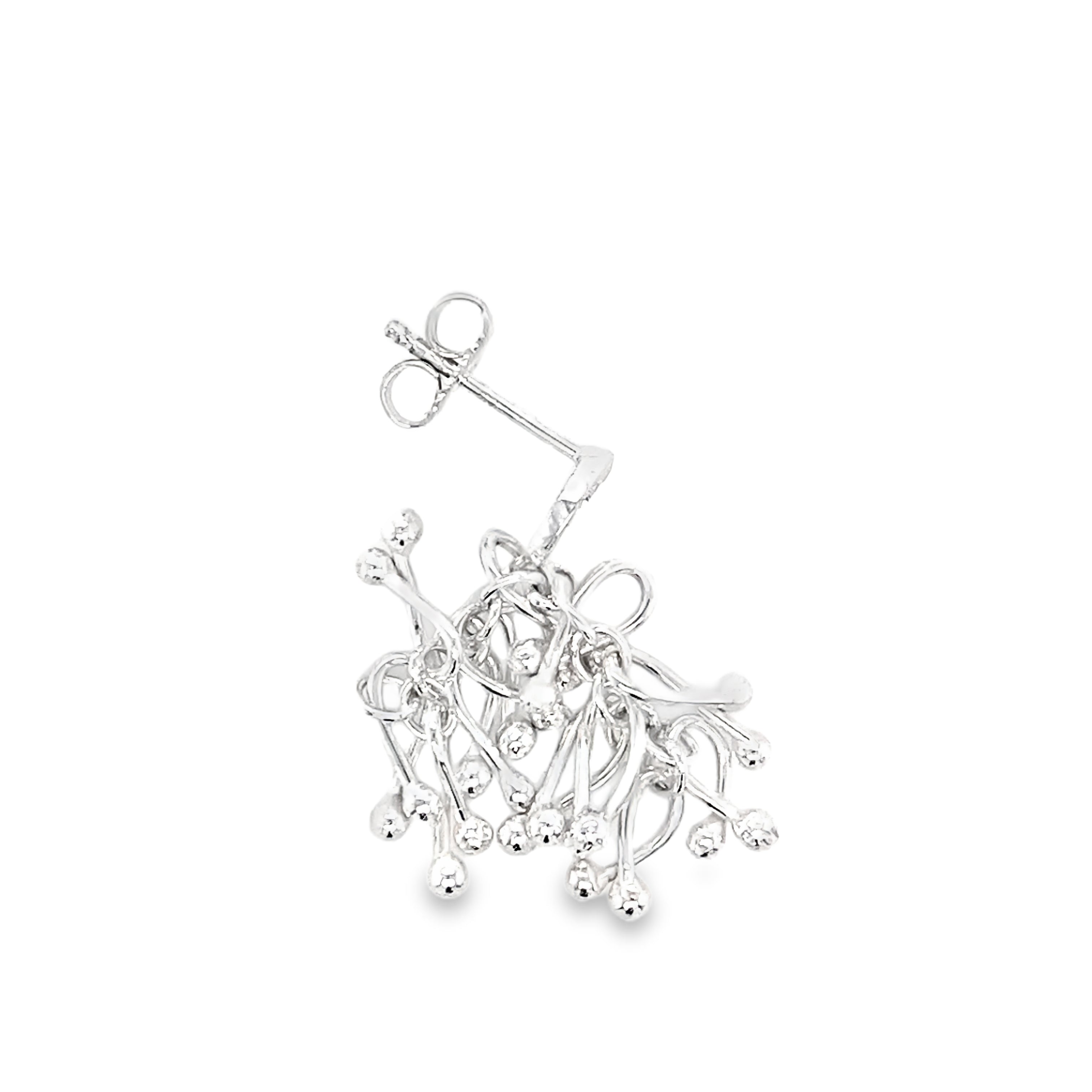 Droplets Twist ring top five double silver drops