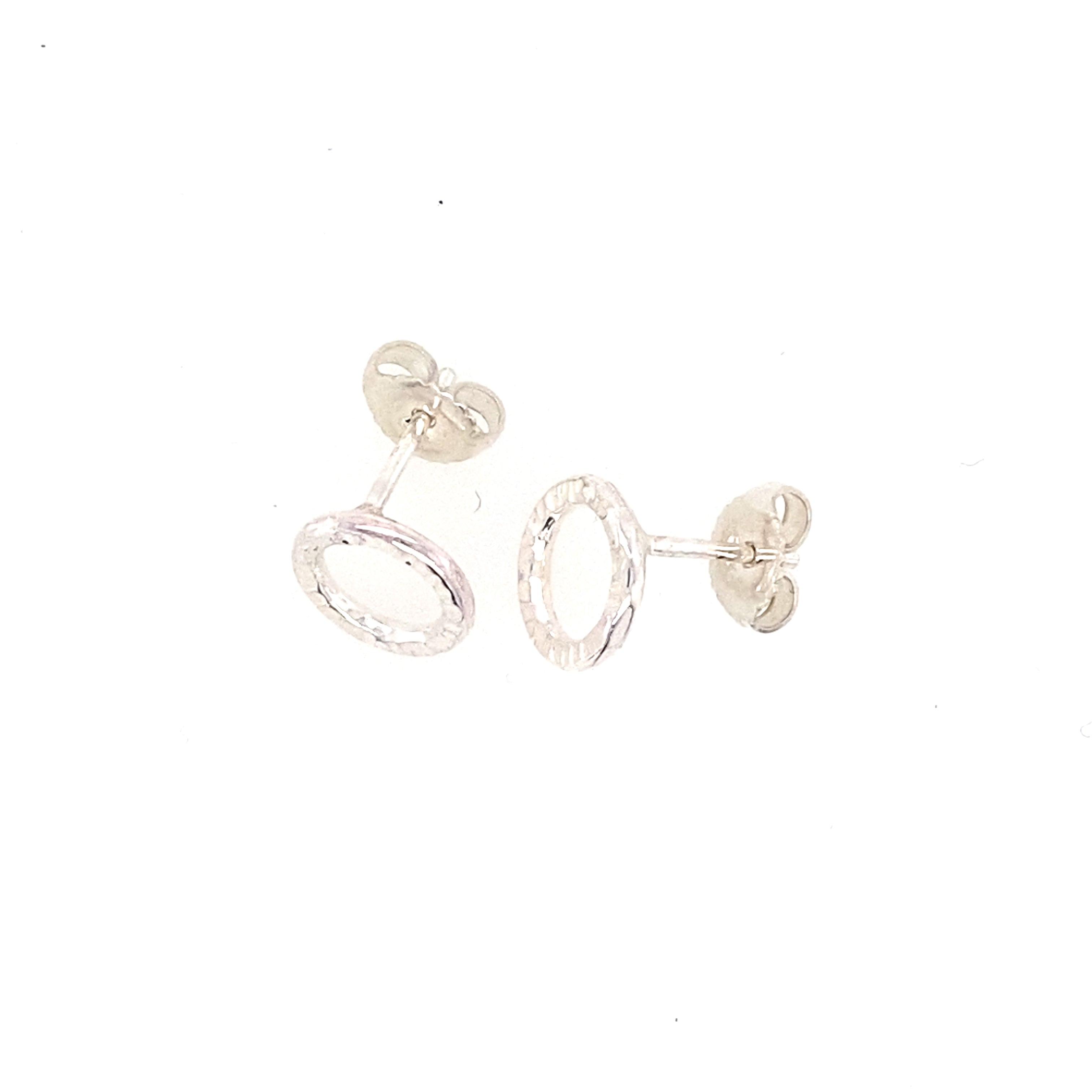 Textured round ring silver studs