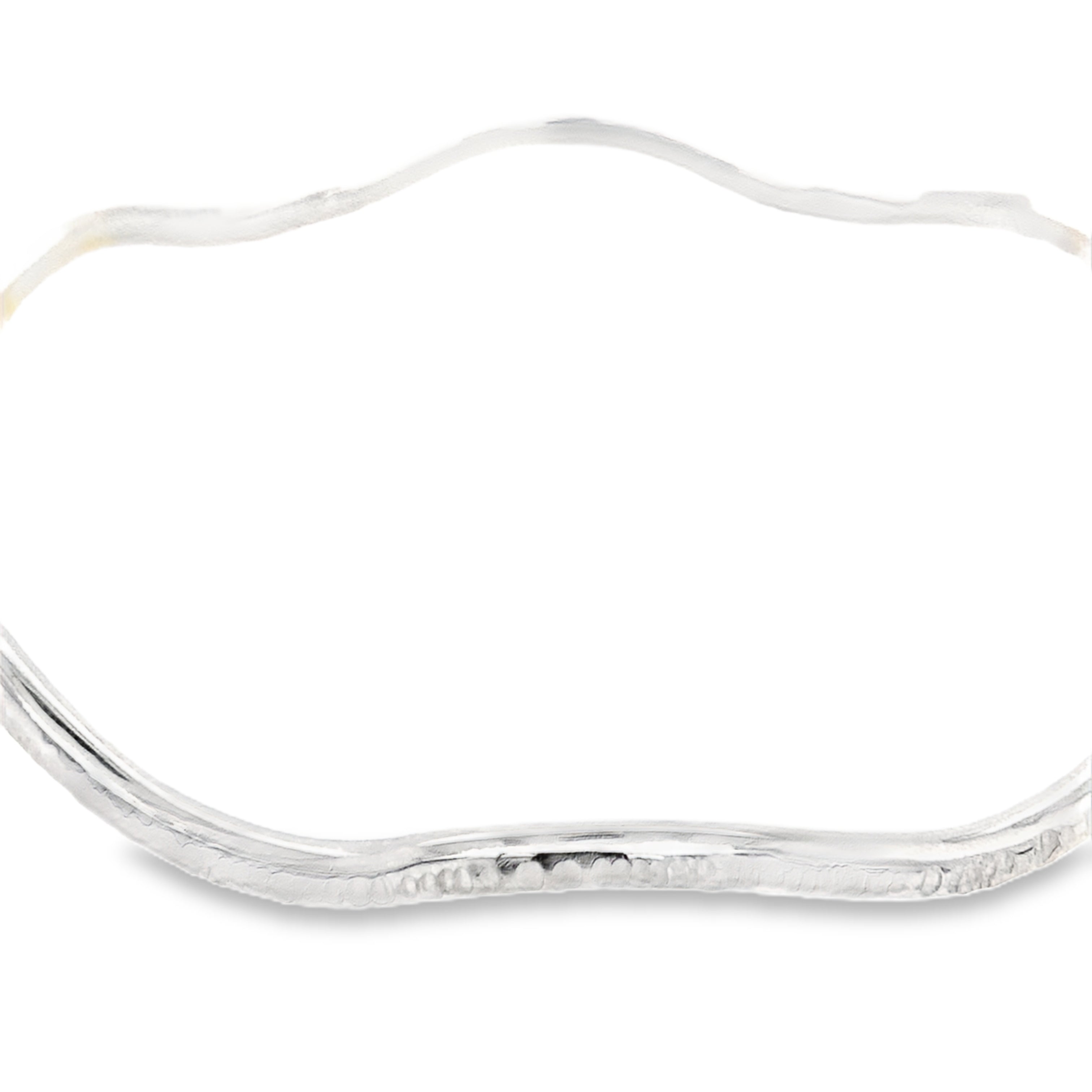 Textured wave silver bangle