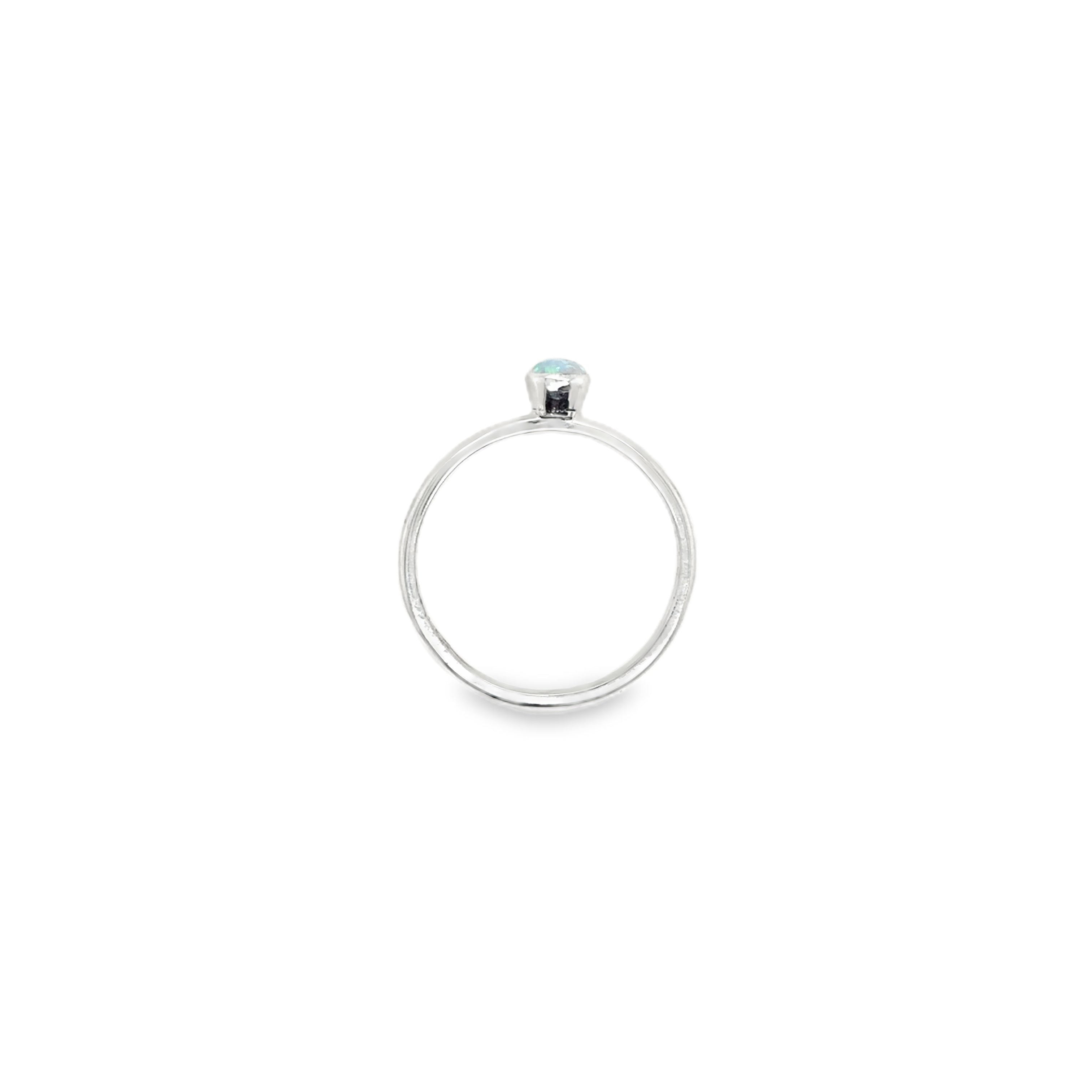 October Blue Opal Birthstone Ring