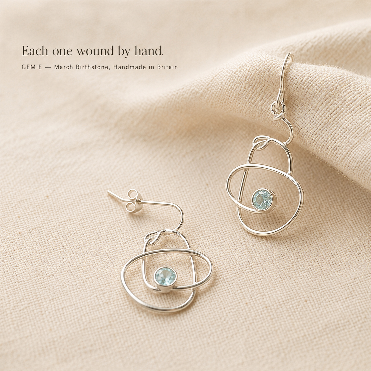 Aqua marine stone silver hook wires Earrings