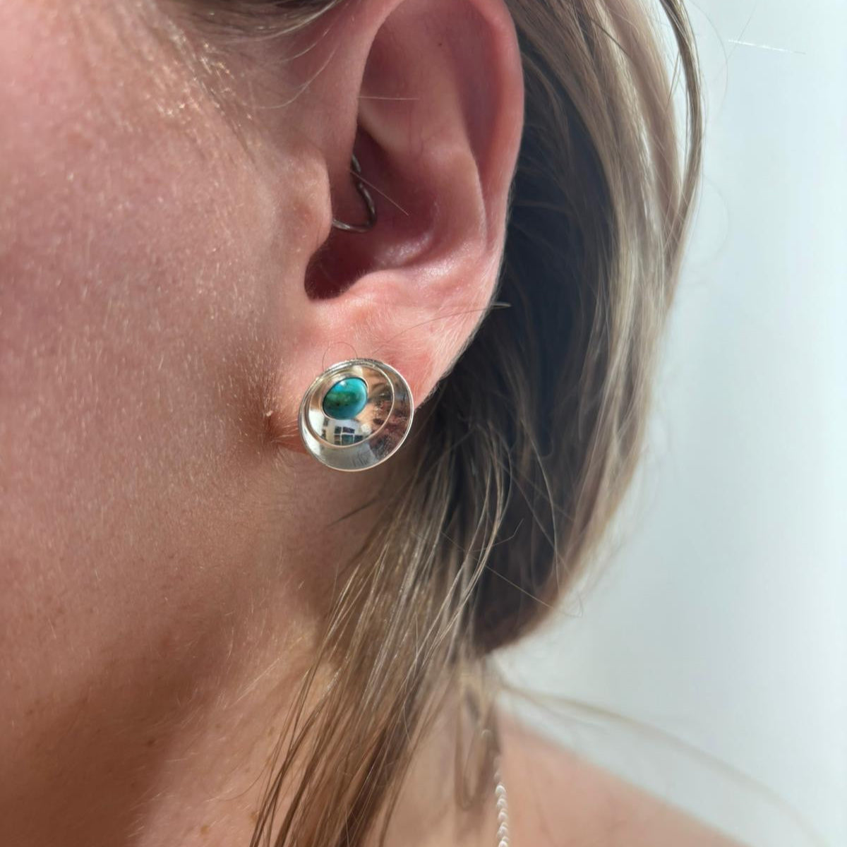 Pale turquoise silver Stud earrings
