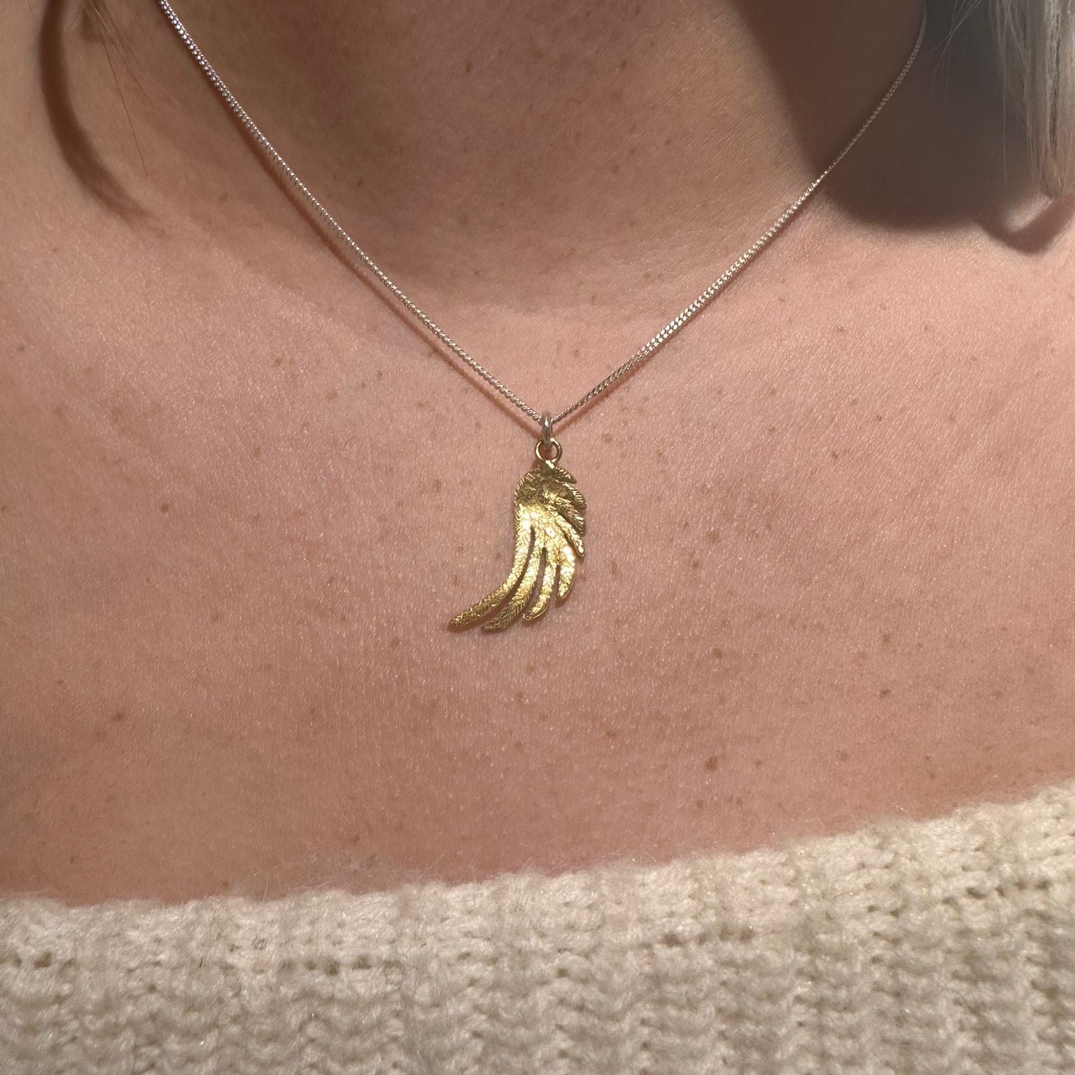 Small silver Gold Plated angelwing Necklace