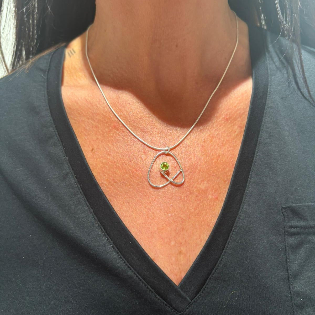 Faceted Peridot Sterling Silver Necklace