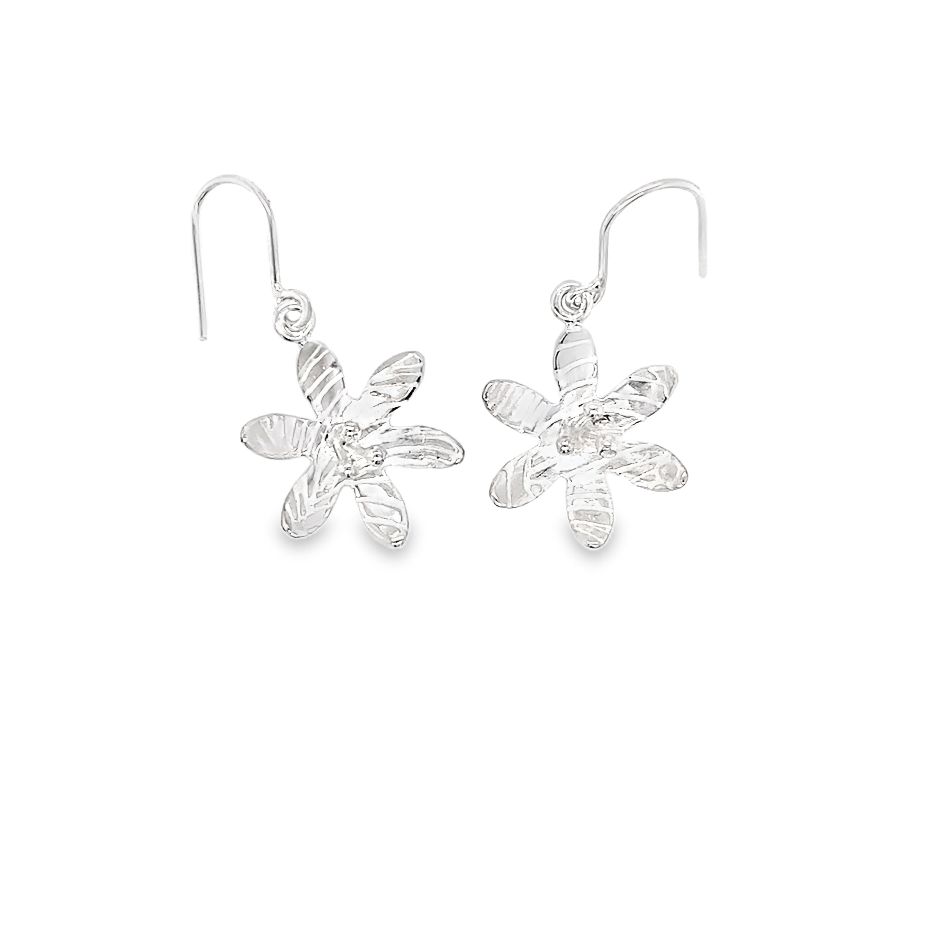 Flower 7 stamen silver drops Earrings