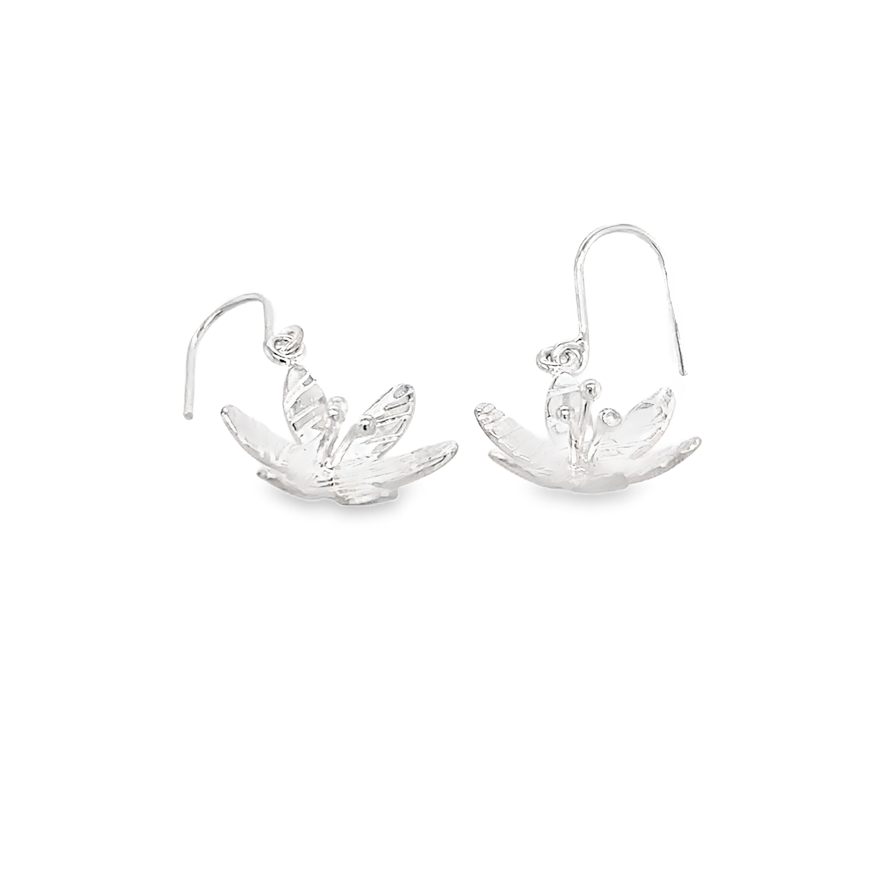 Flower 7 stamen silver drops Earrings