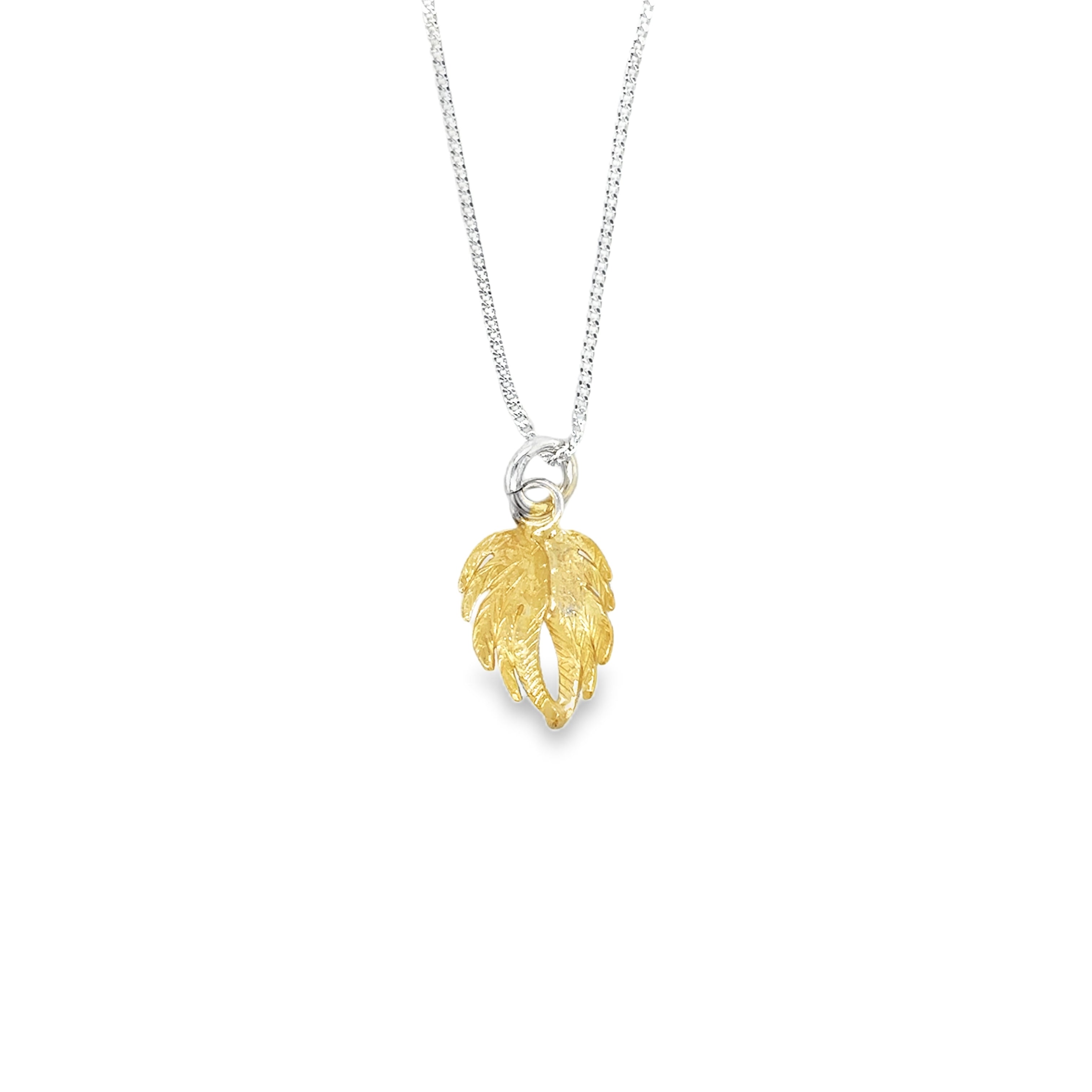 Small silver double angelwing gold plated Necklace