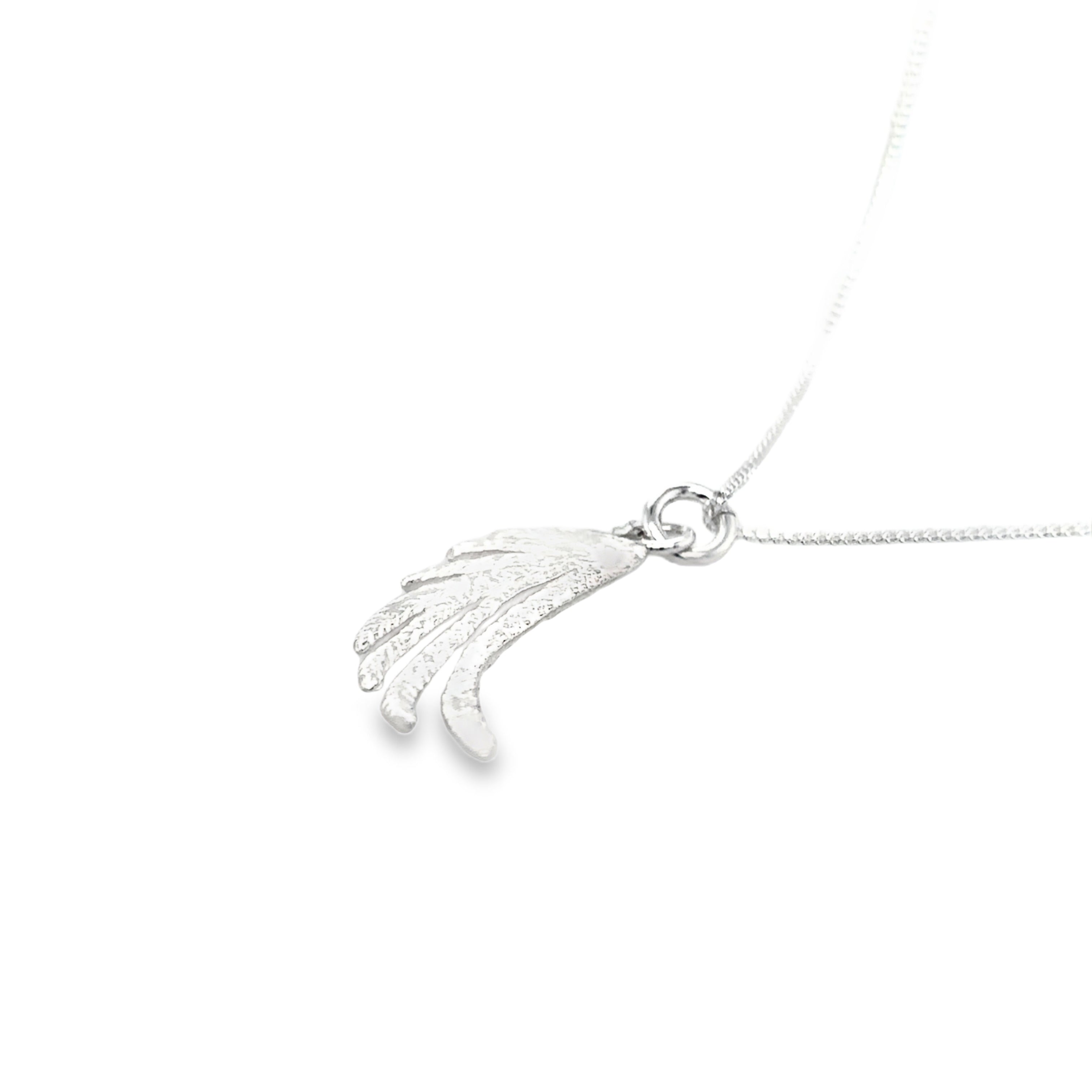 Large silver angelwing Necklace