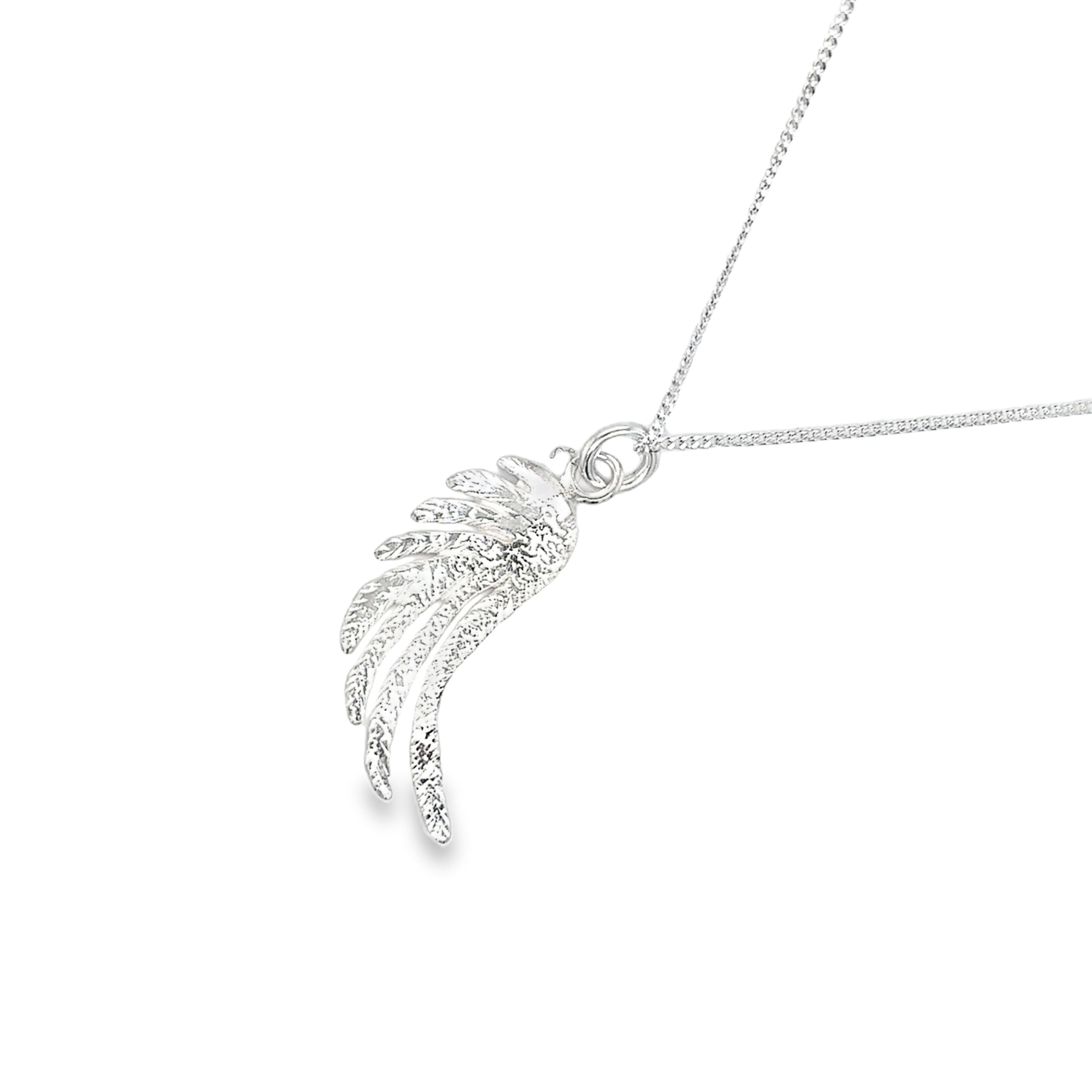 Large silver angelwing Necklace