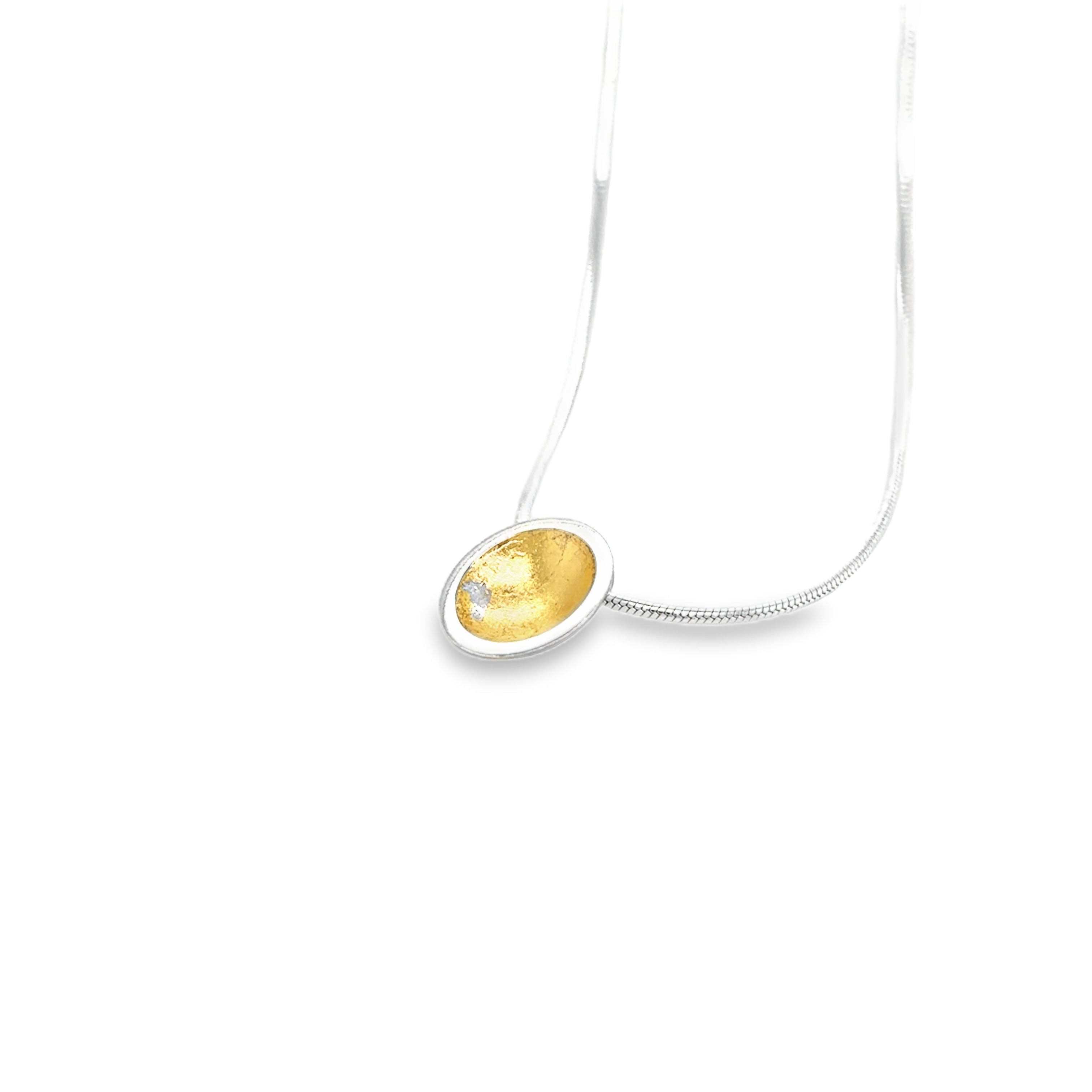 Gold leaf dome pendant Necklace