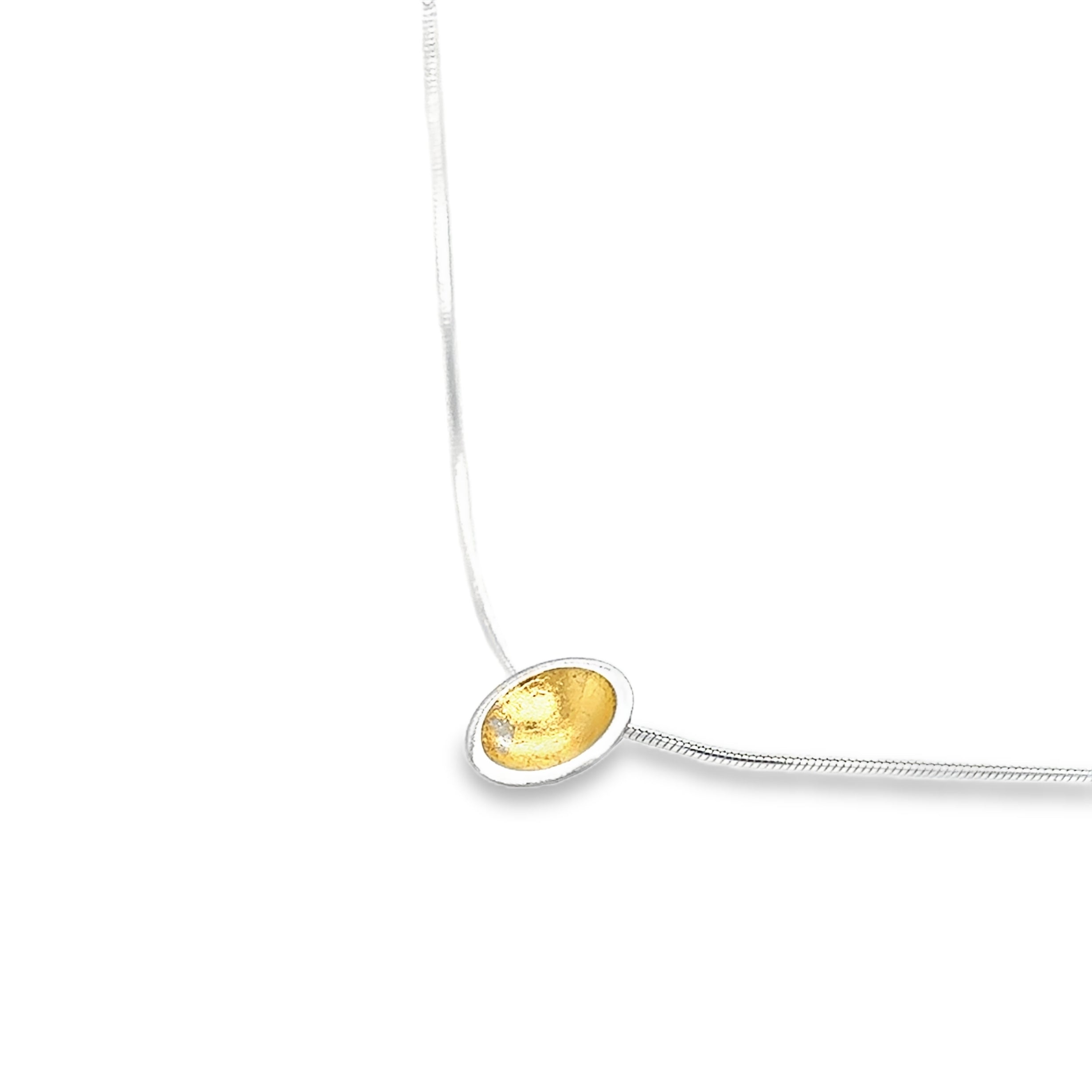Gold leaf dome pendant Necklace