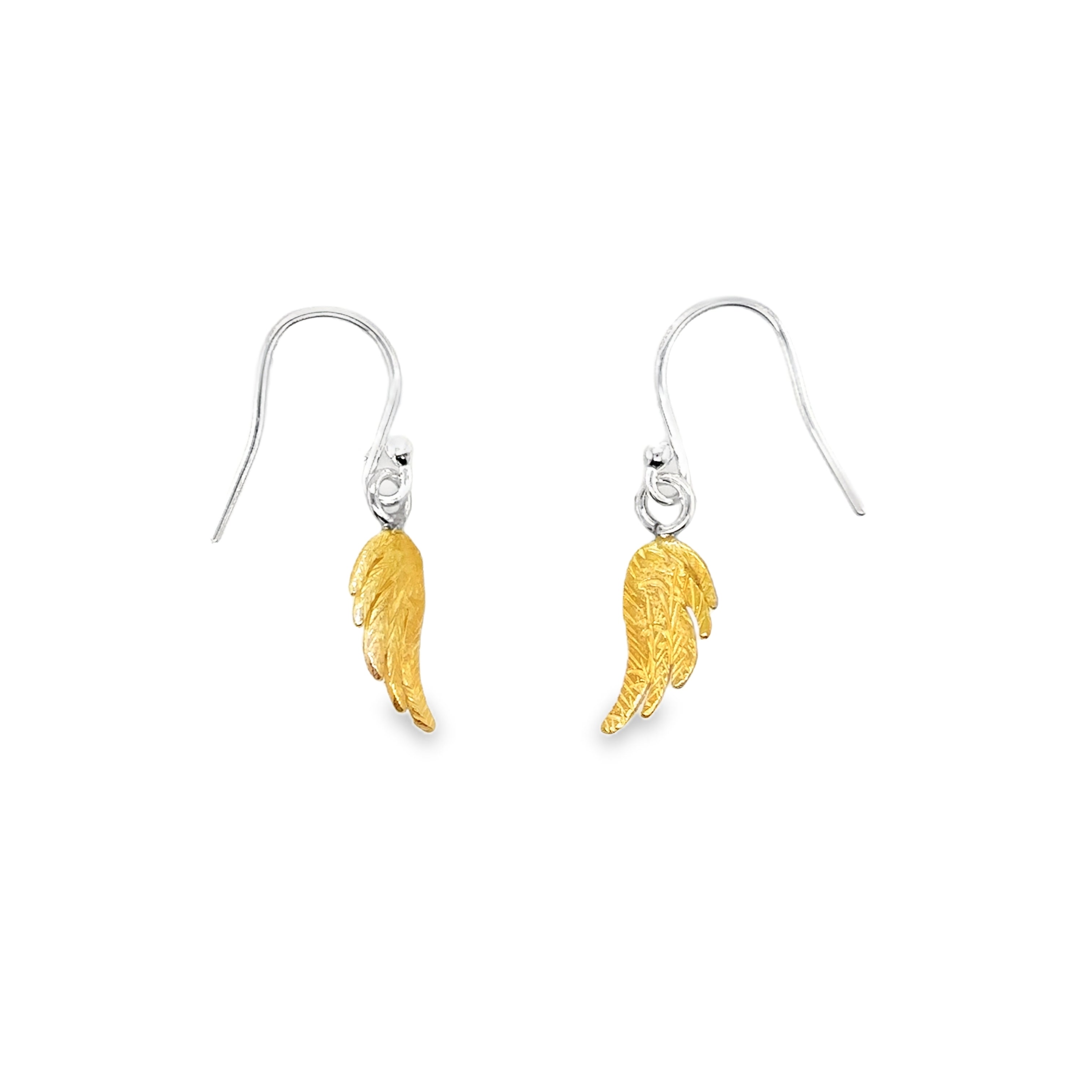 Small Gold angelwing drop Earrings