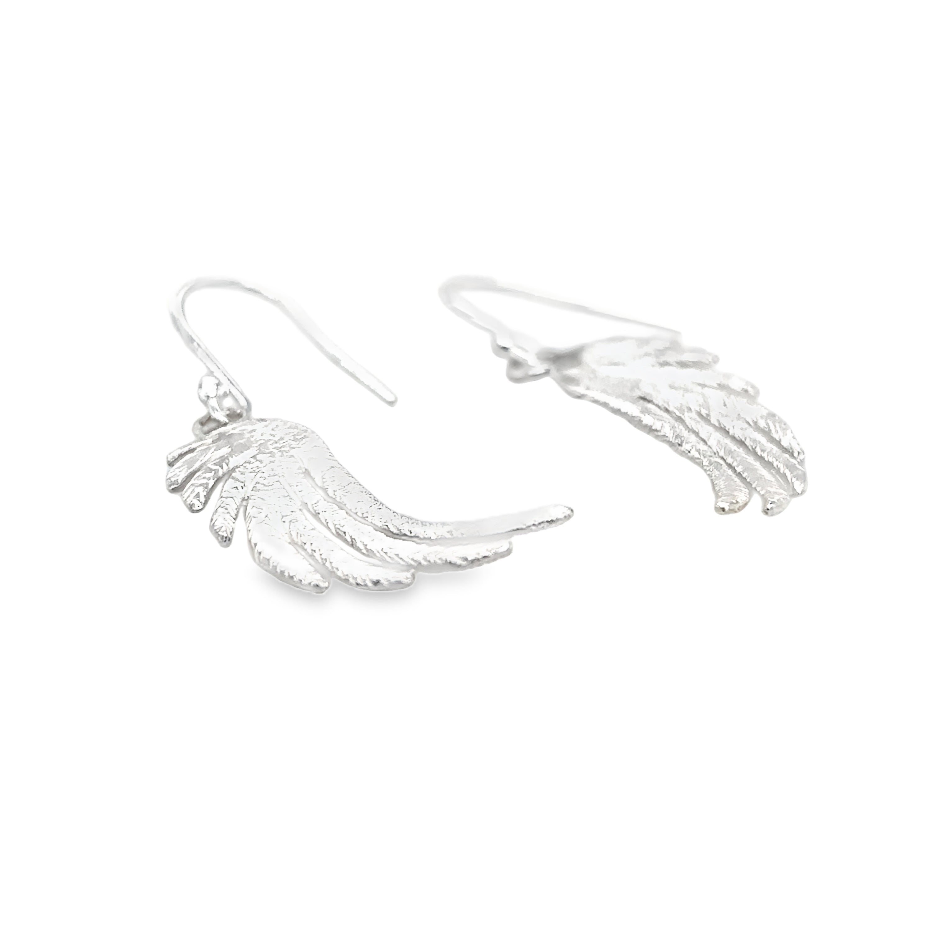 Large silver angelwing drop Earrings