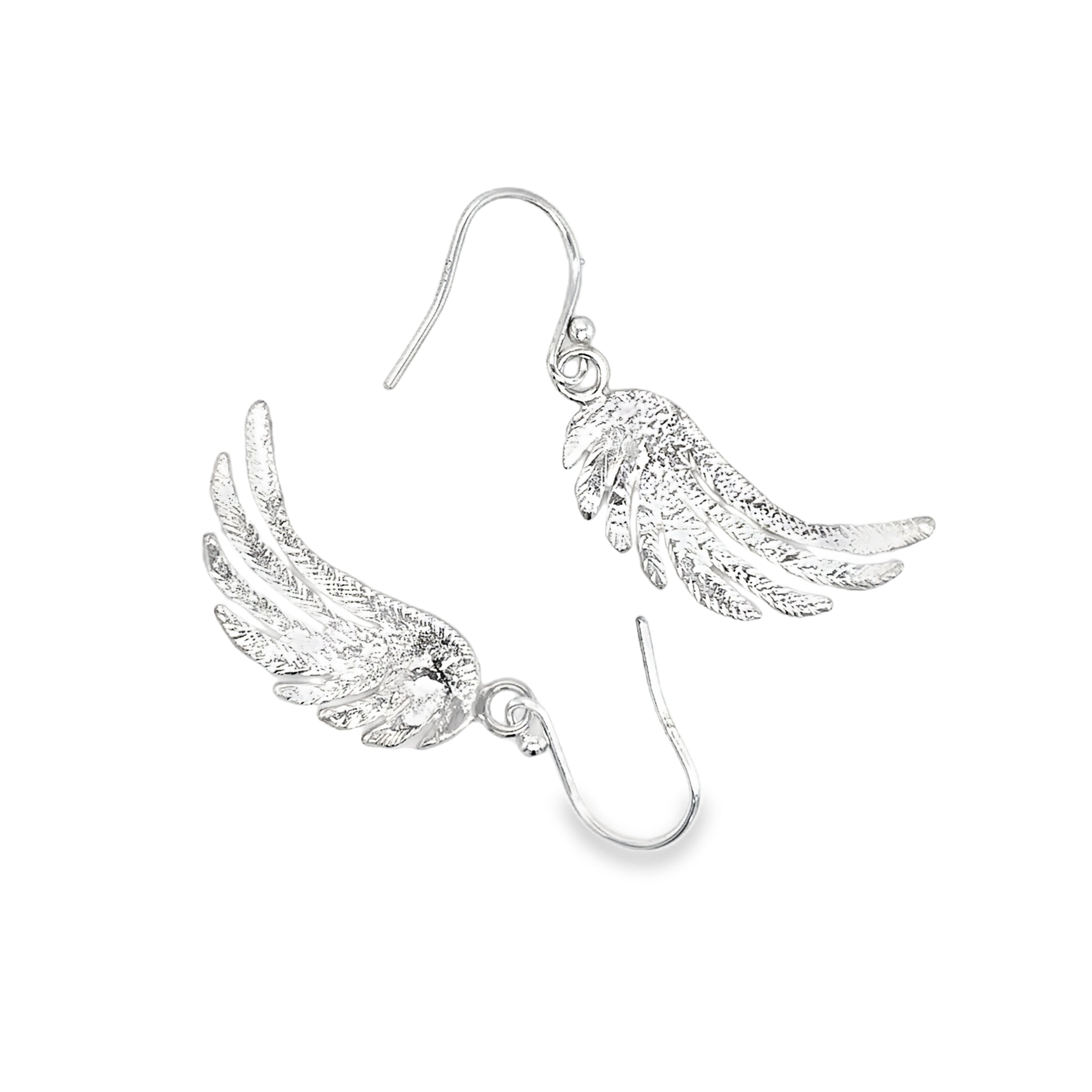 Large silver angelwing drop Earrings