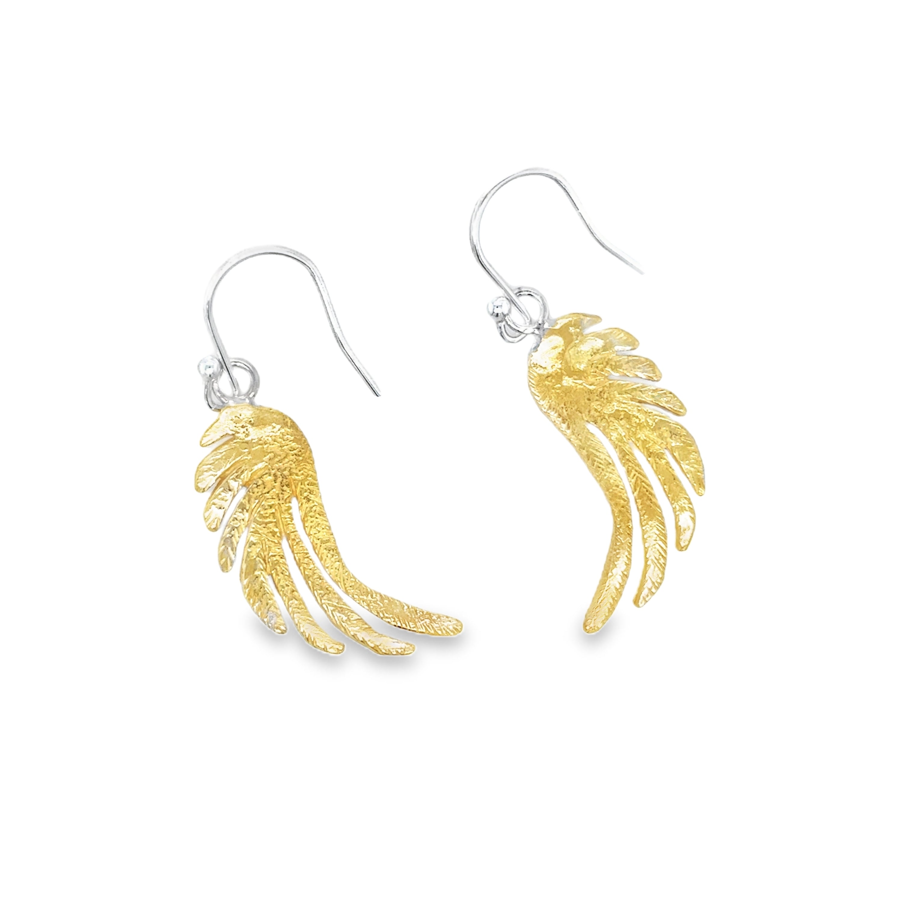 Large silver and Gold Plated angelwing Hook Earrings