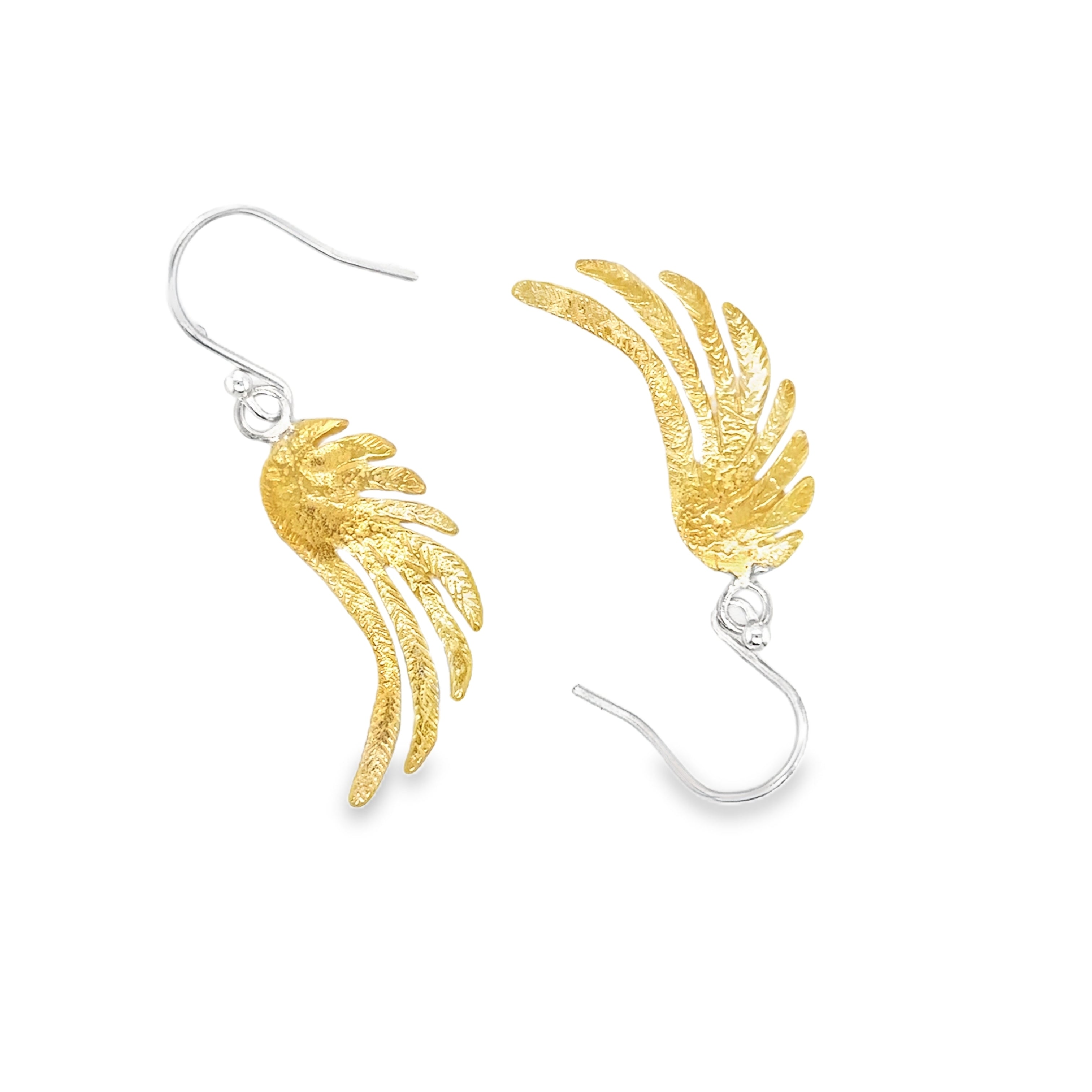 Large silver and Gold Plated angelwing Hook Earrings