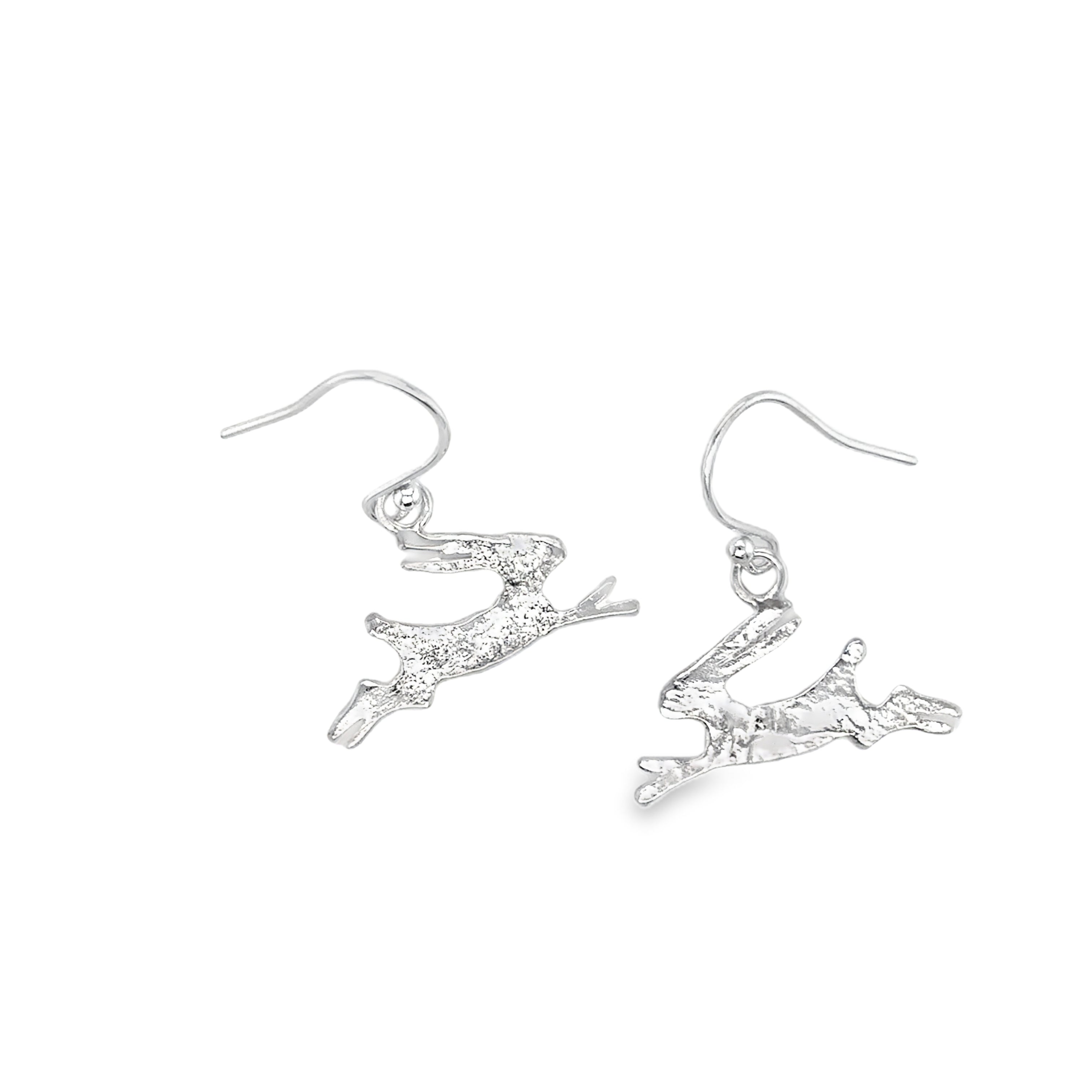 Large silver hare drops Earrings