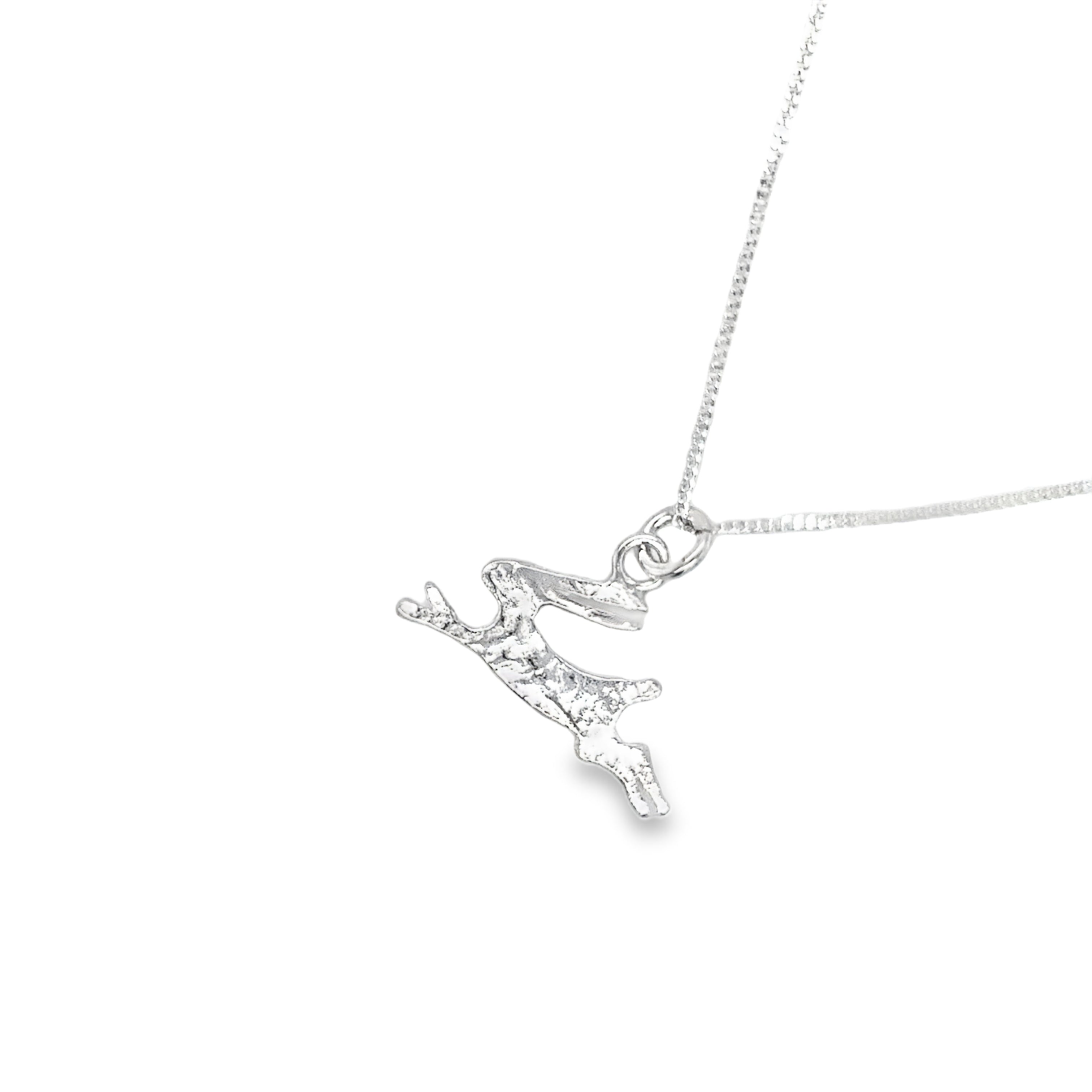 Large silver hare Necklace