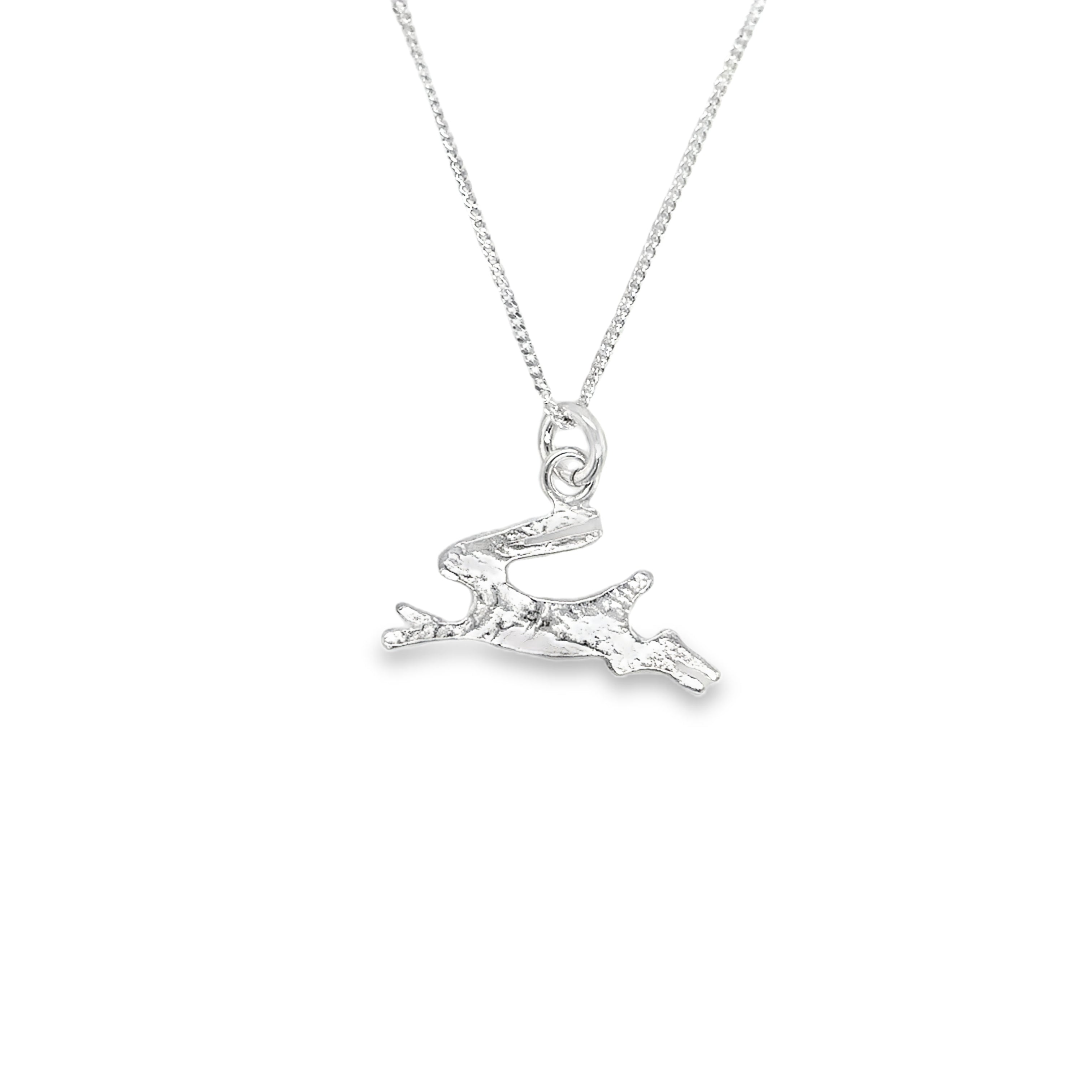 Large silver hare Necklace