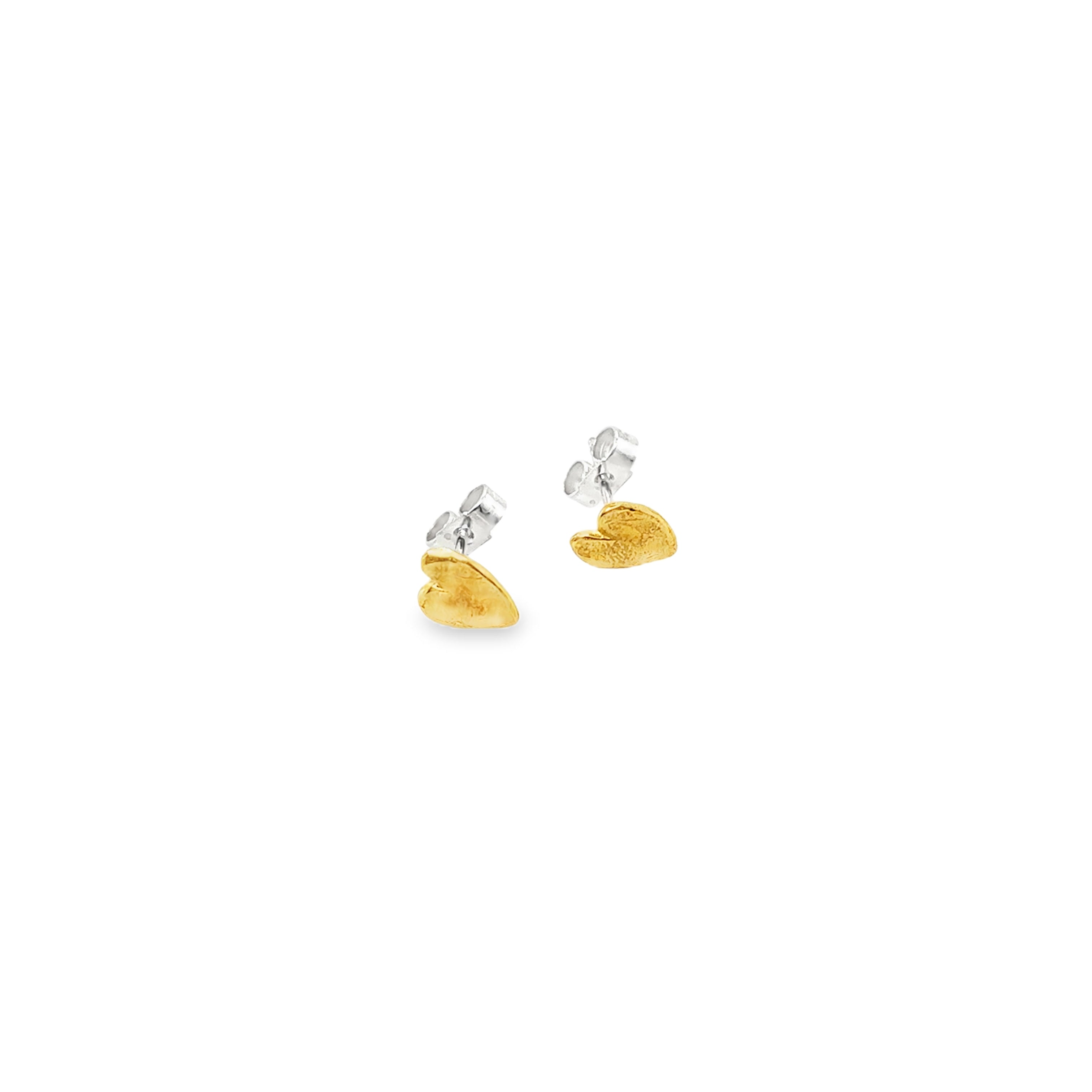 Small silver heart studs gold plated Earrings