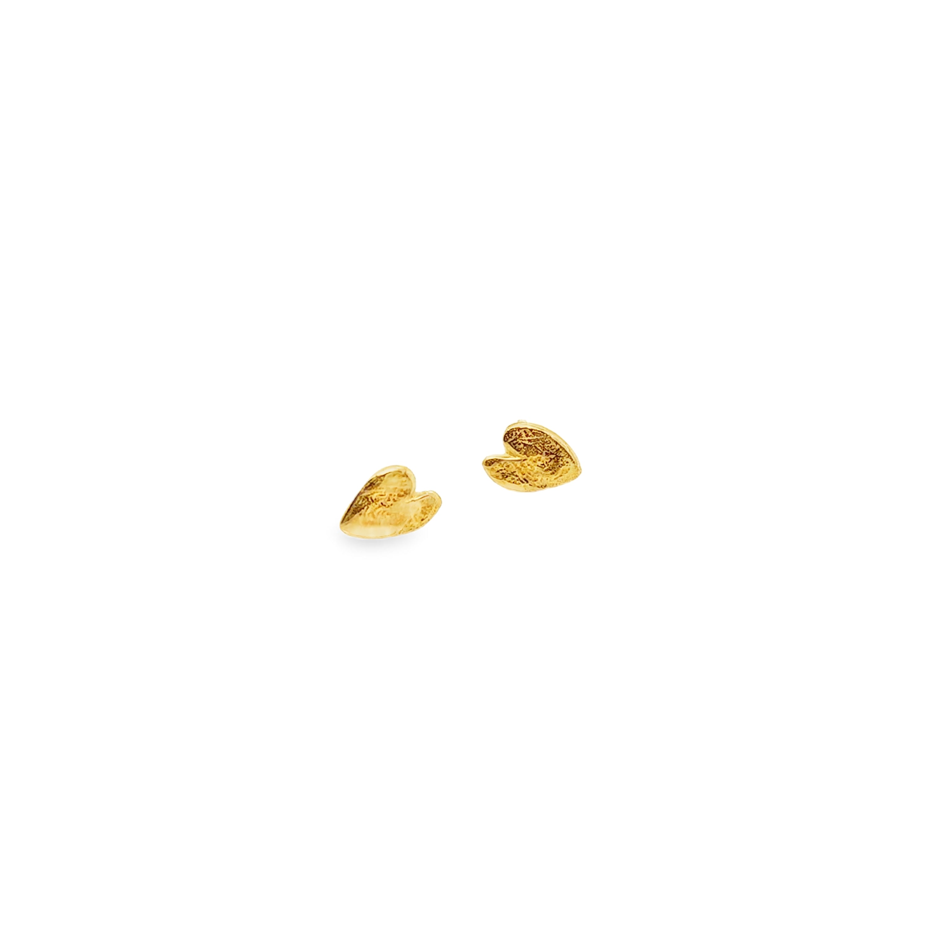 Small silver heart studs gold plated Earrings