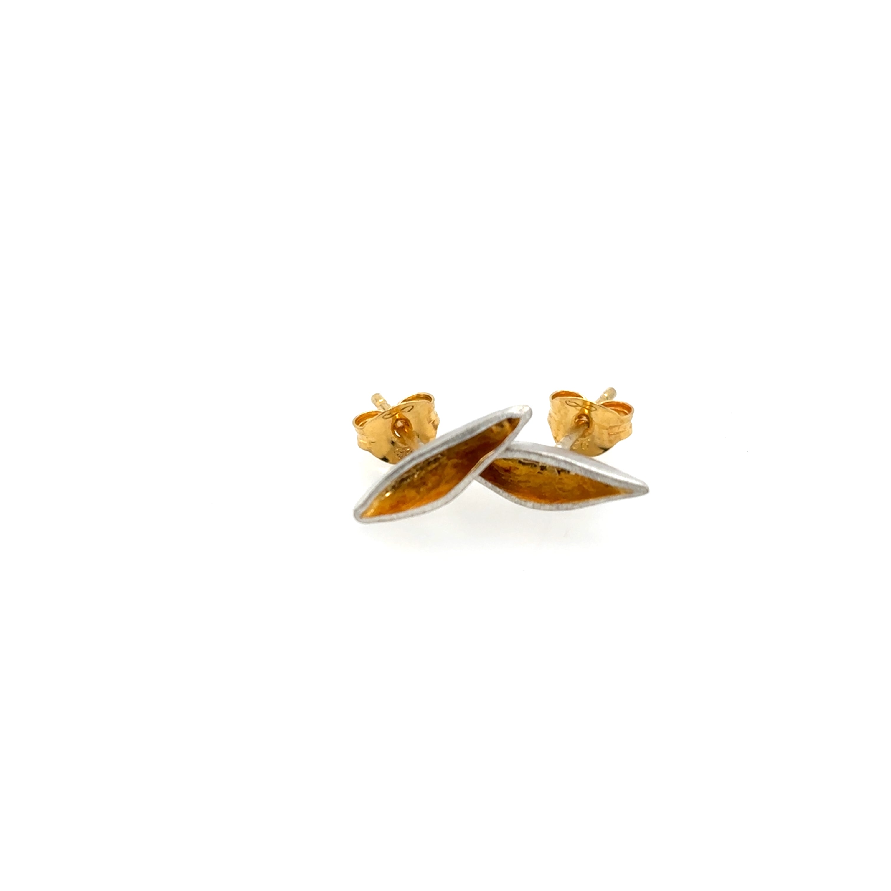 Small silver and Gold Plated leaf Earrings