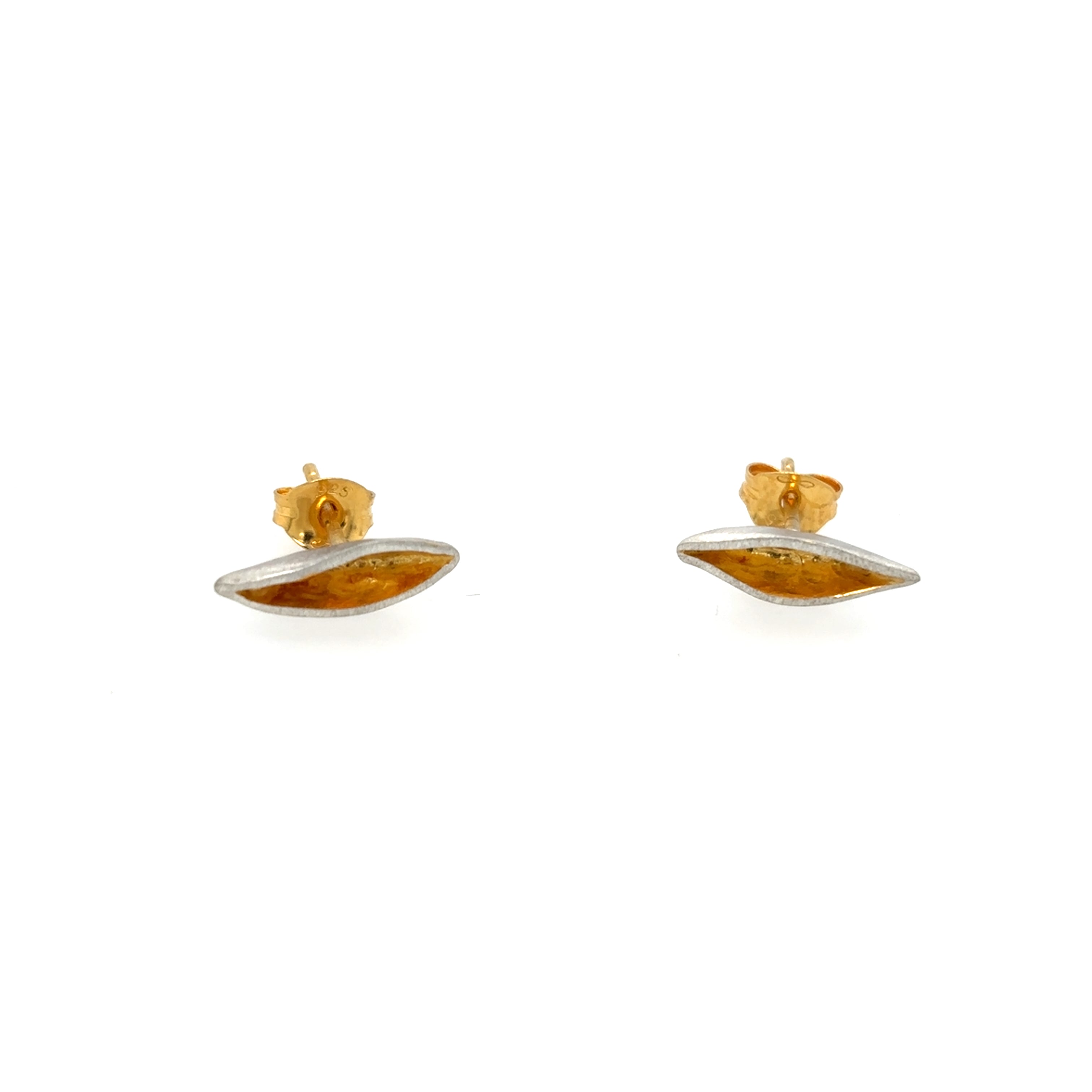 Small silver and Gold Plated leaf Earrings
