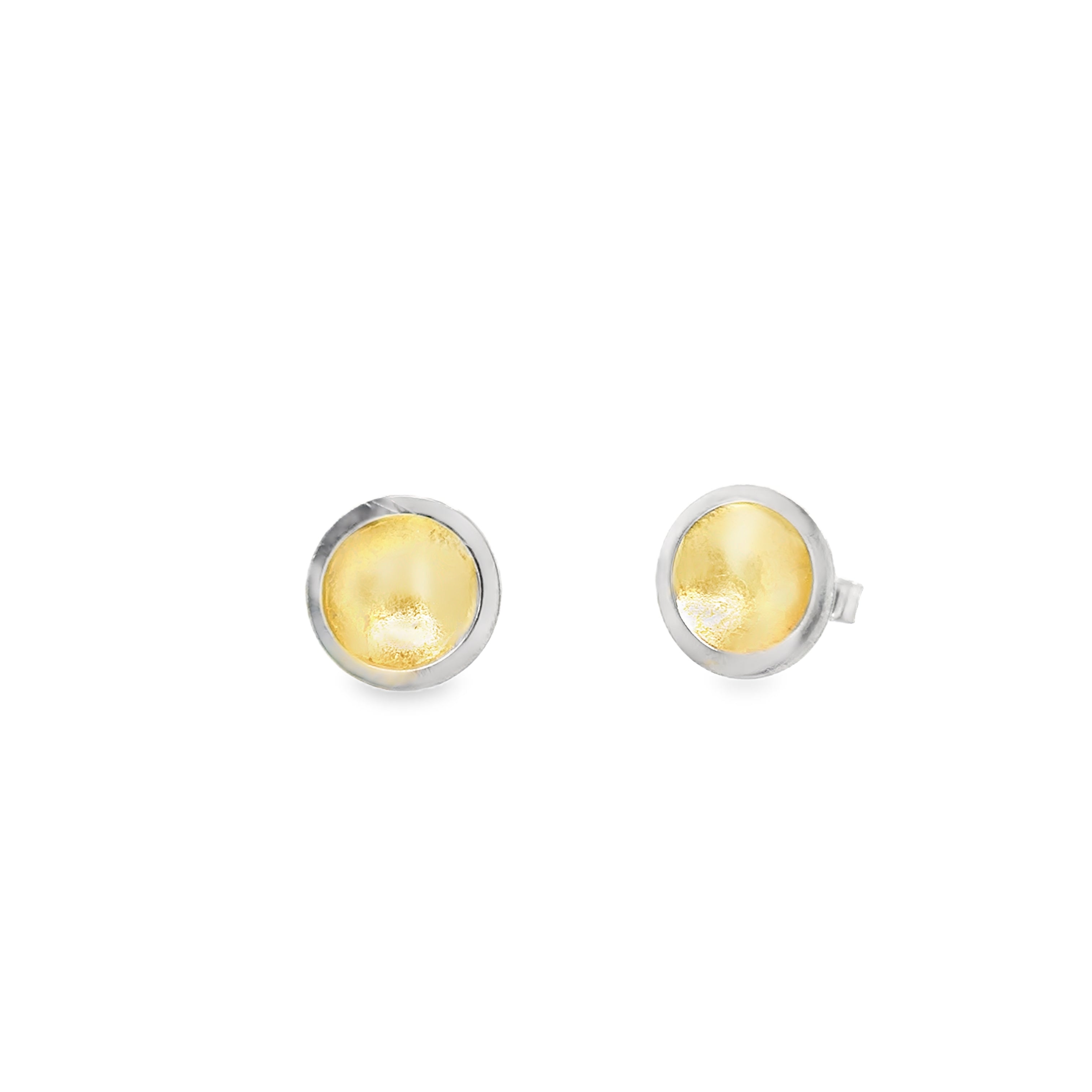 Large gold leaf dome stud earrings