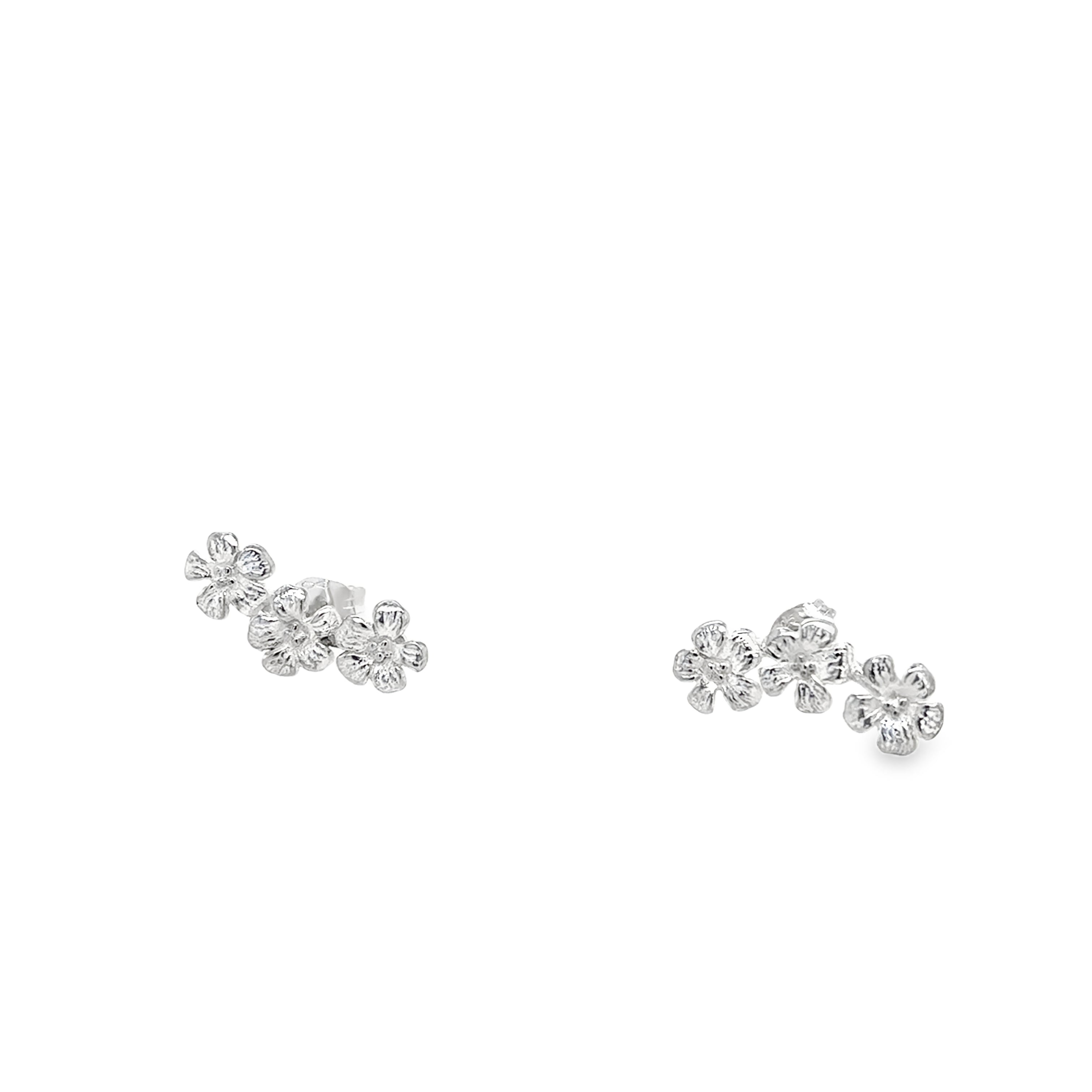 Enchanted triple flower silver Earrings