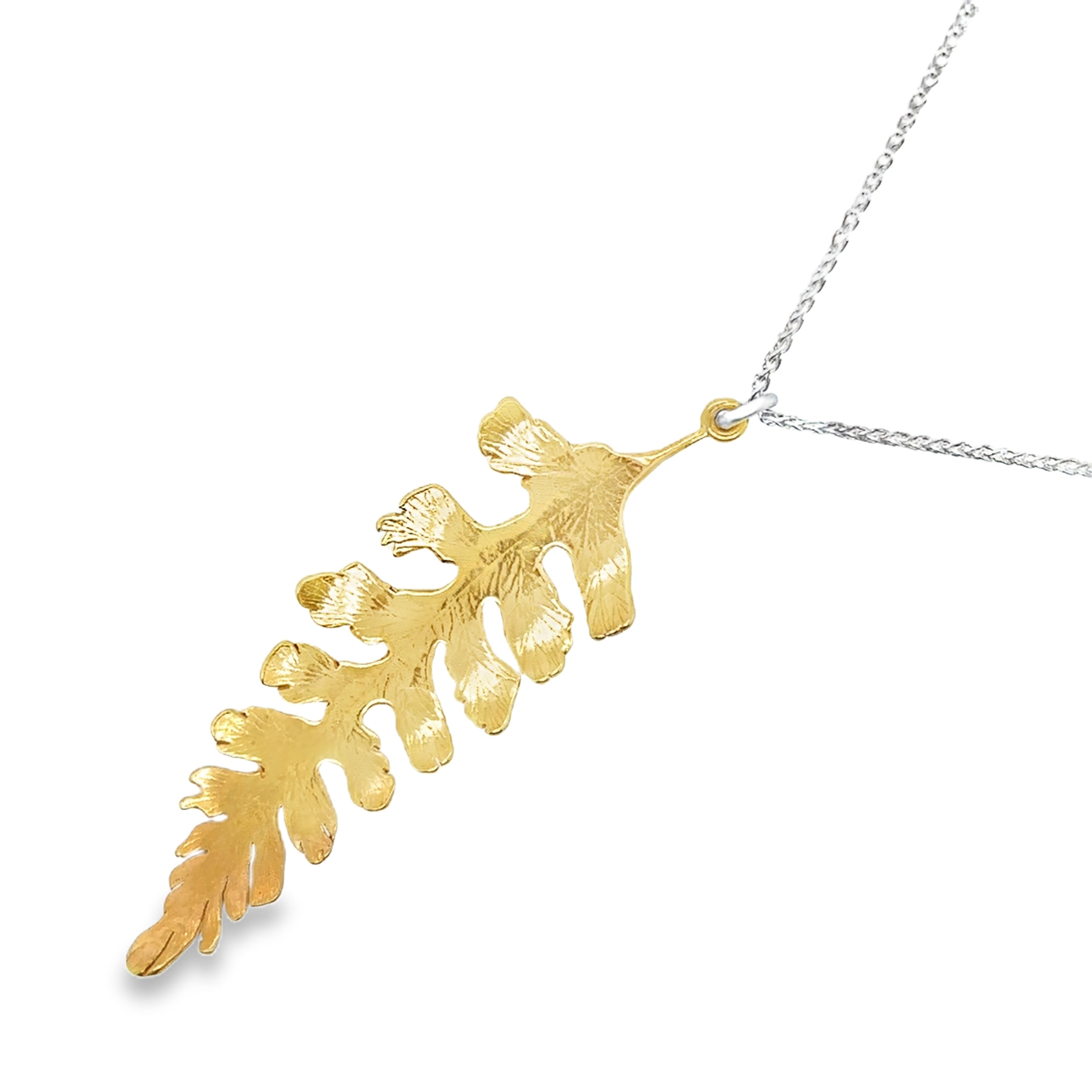 Silver Gold Plated Fern with Ombre Necklace