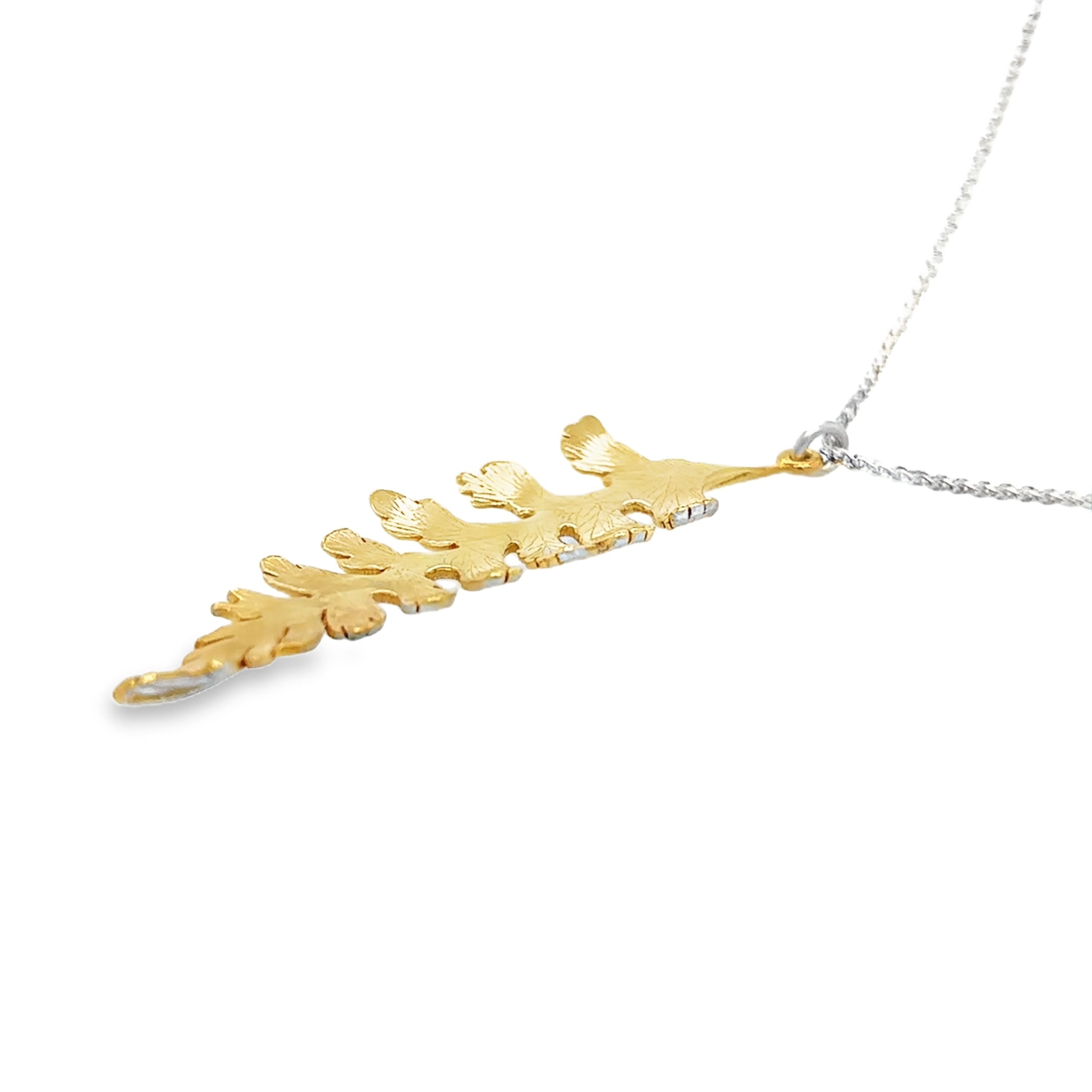 Silver Gold Plated Fern with Ombre Necklace