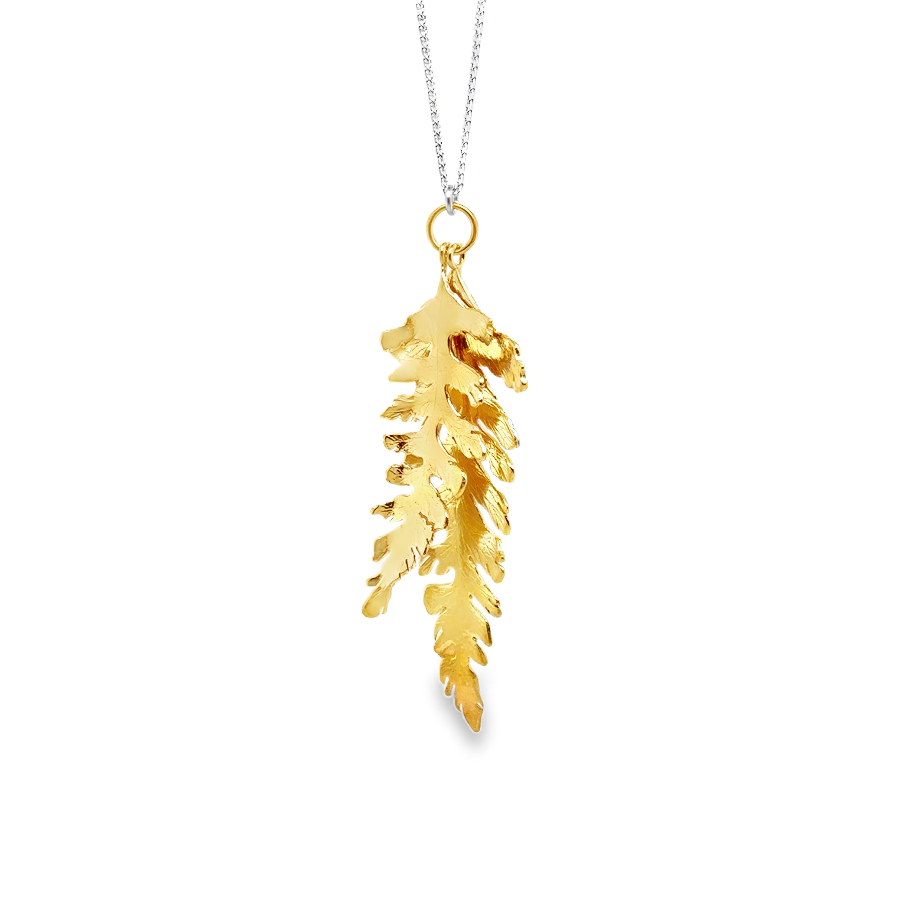 Large Silver Fern with Ombre Necklace
