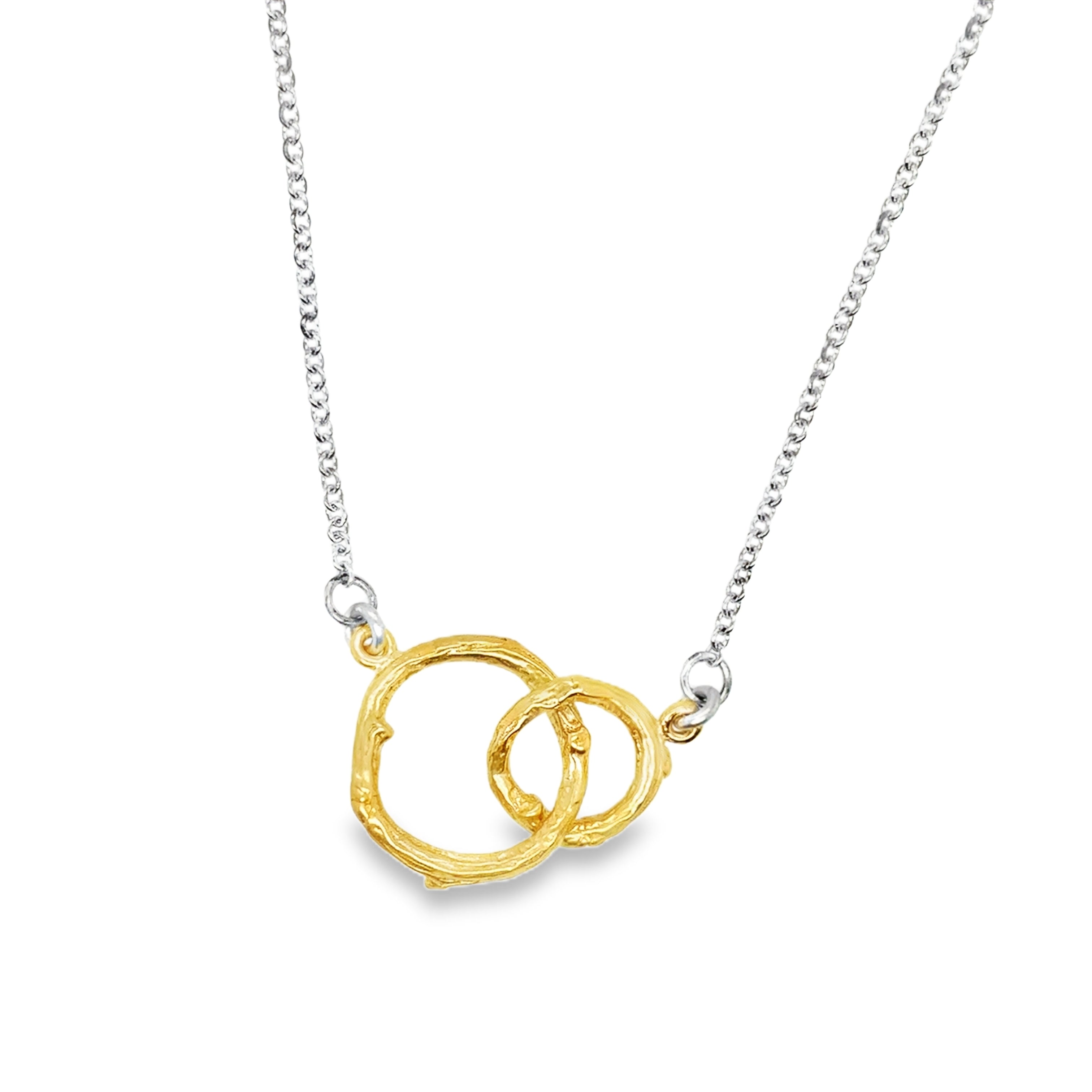 Woodland walks interlinked silver twig circle Necklace