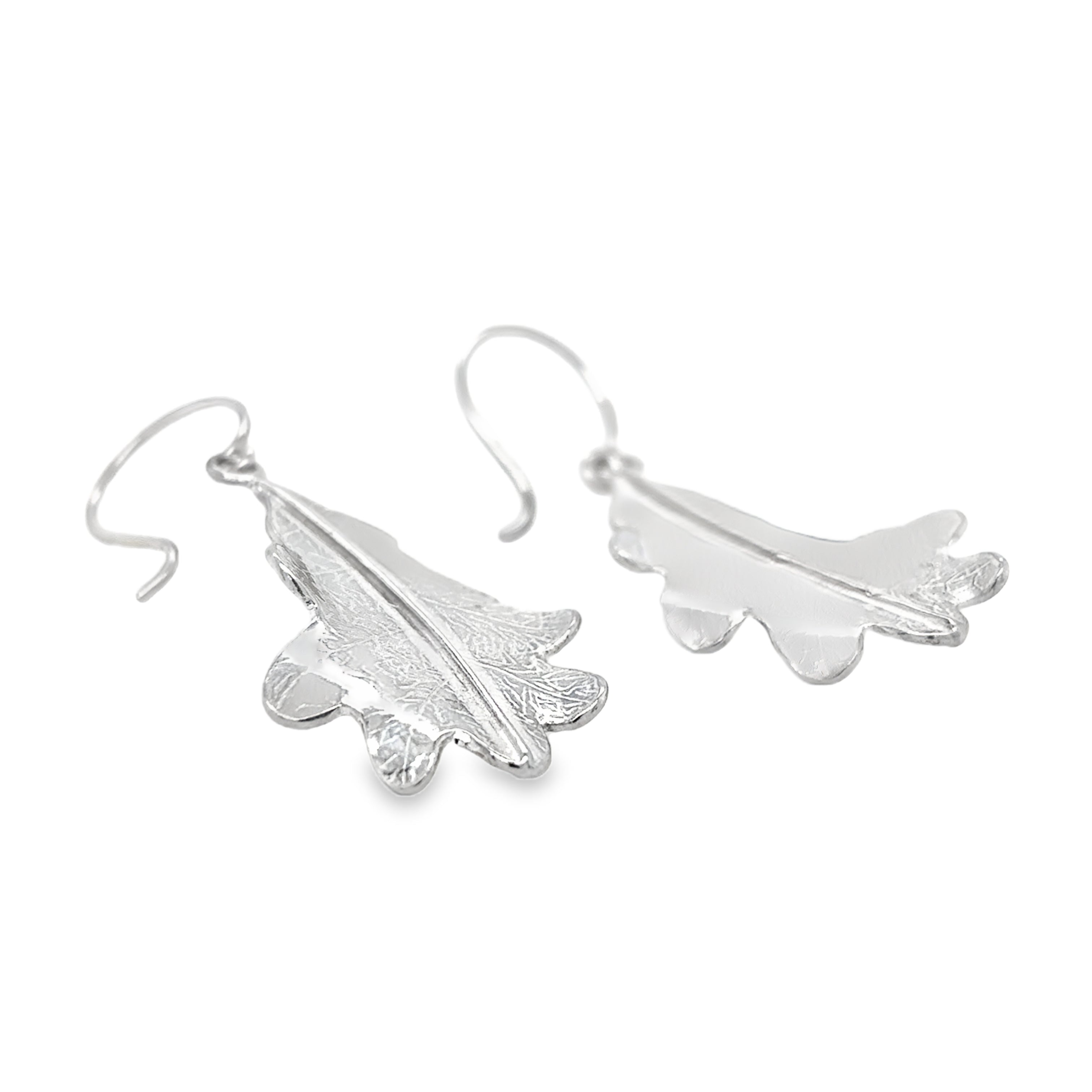 Large silver oak leaf hook Earrings