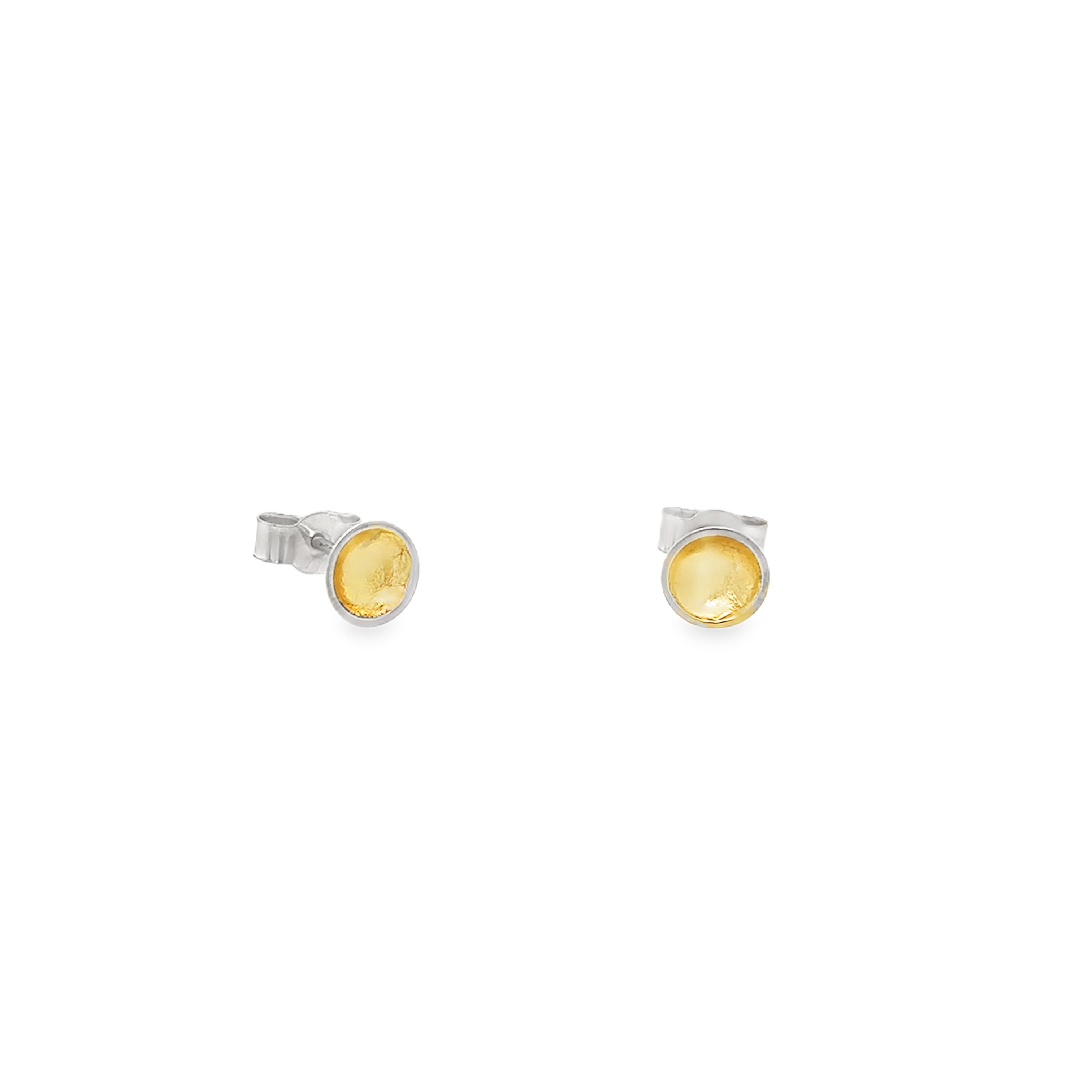 Tiny gold leaf dome stud earrings