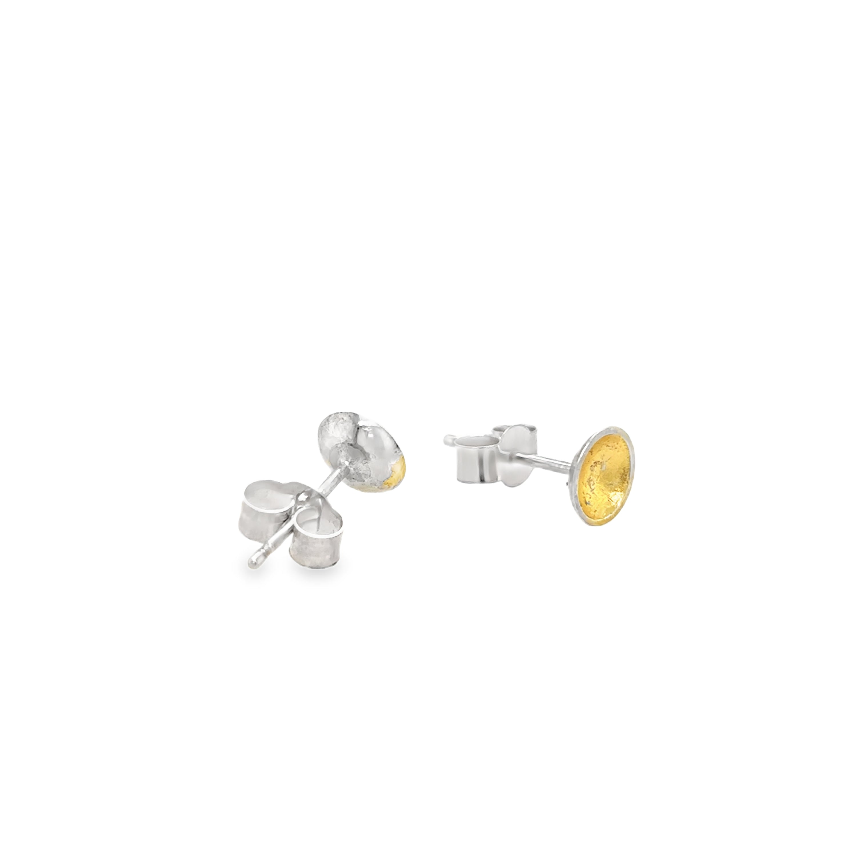 Tiny gold leaf dome stud earrings
