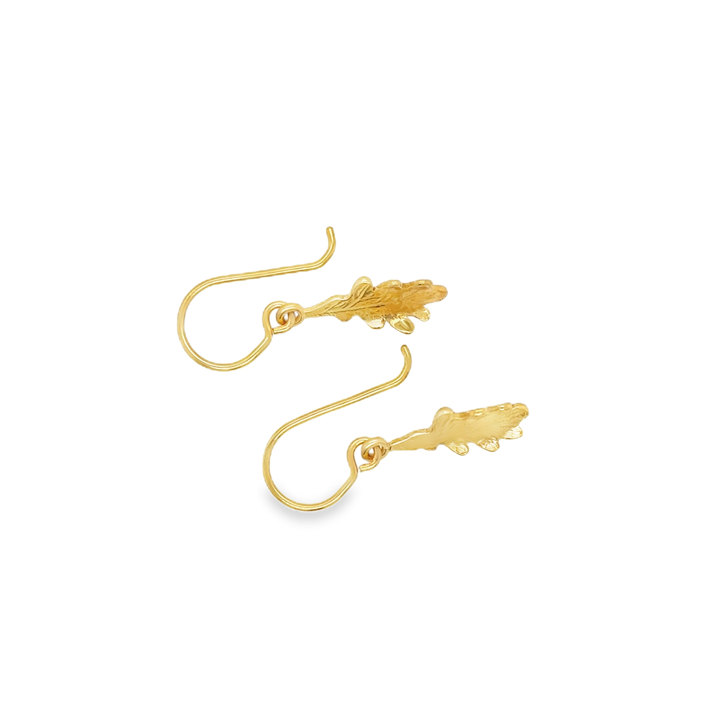 Small silver Gold Plated oak leaf hook Earrings