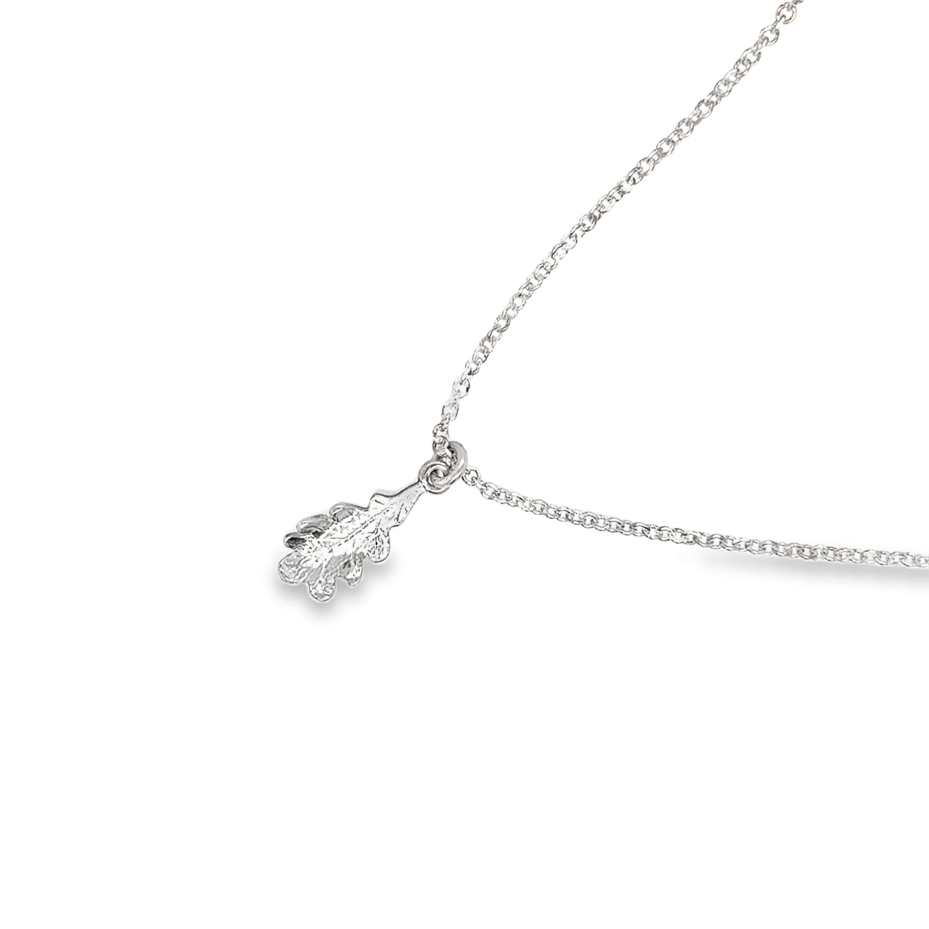 Small silver oak leaf necklace